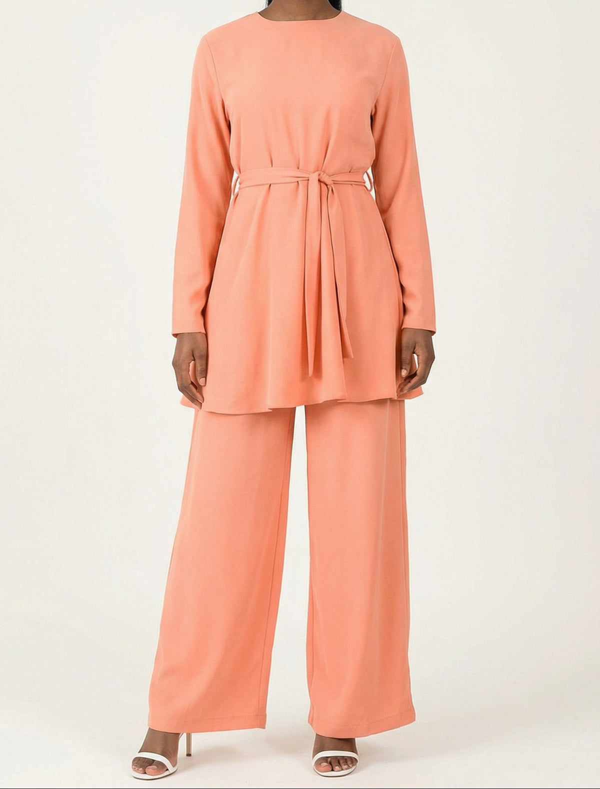 Peach Blush Solid Modest Matching set Kabayare