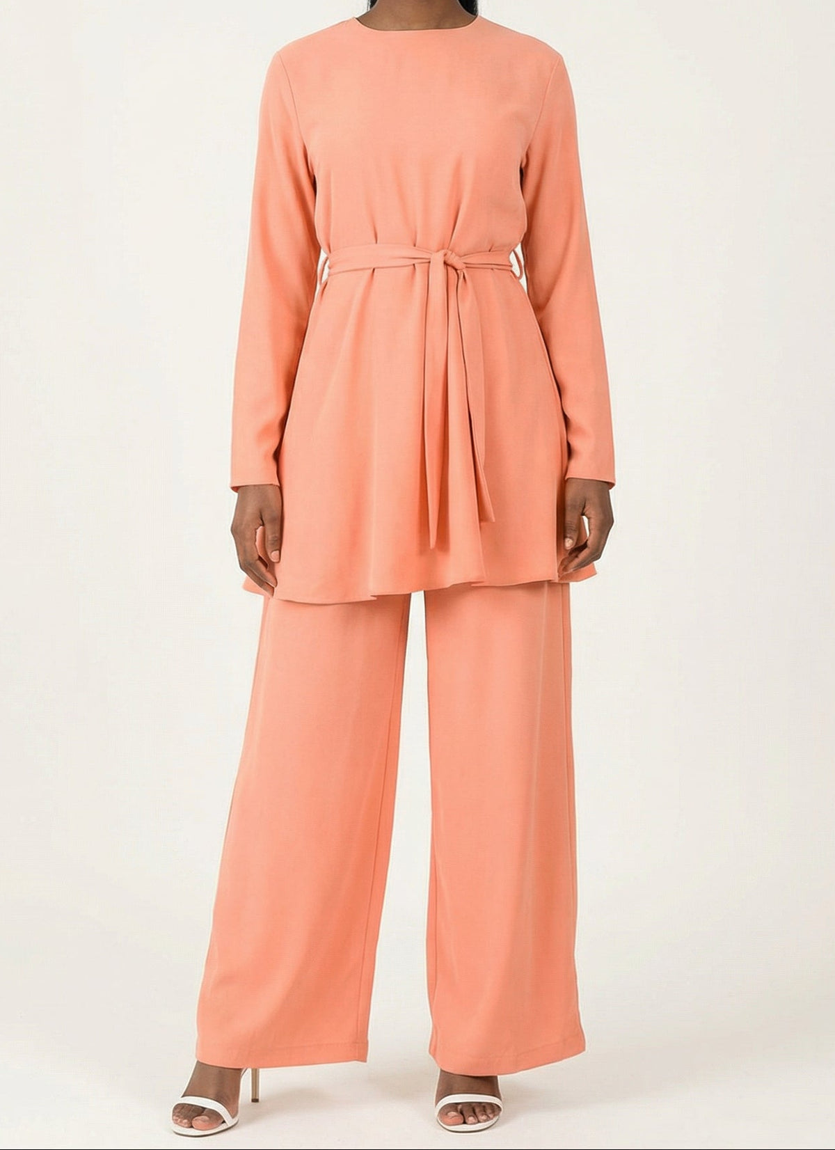 Peach Blush Solid Modest Matching set Kabayare