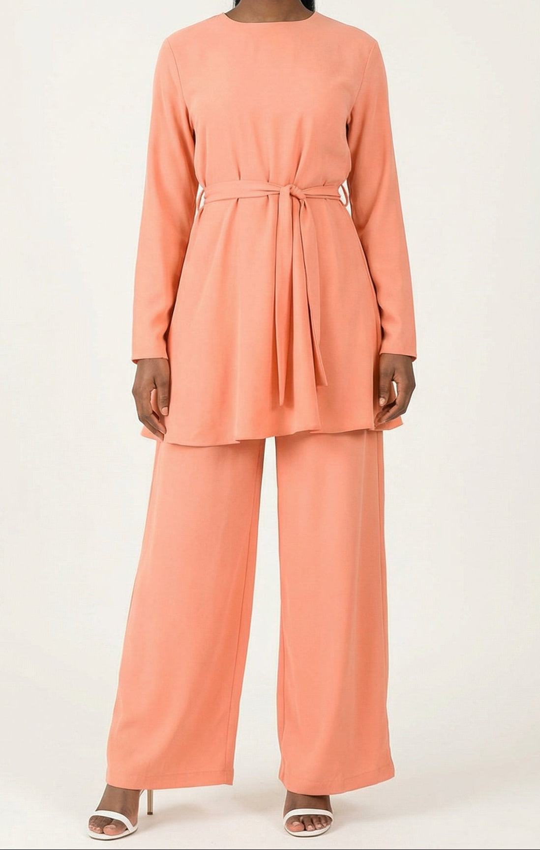 Peach Blush Solid Modest Matching set Kabayare