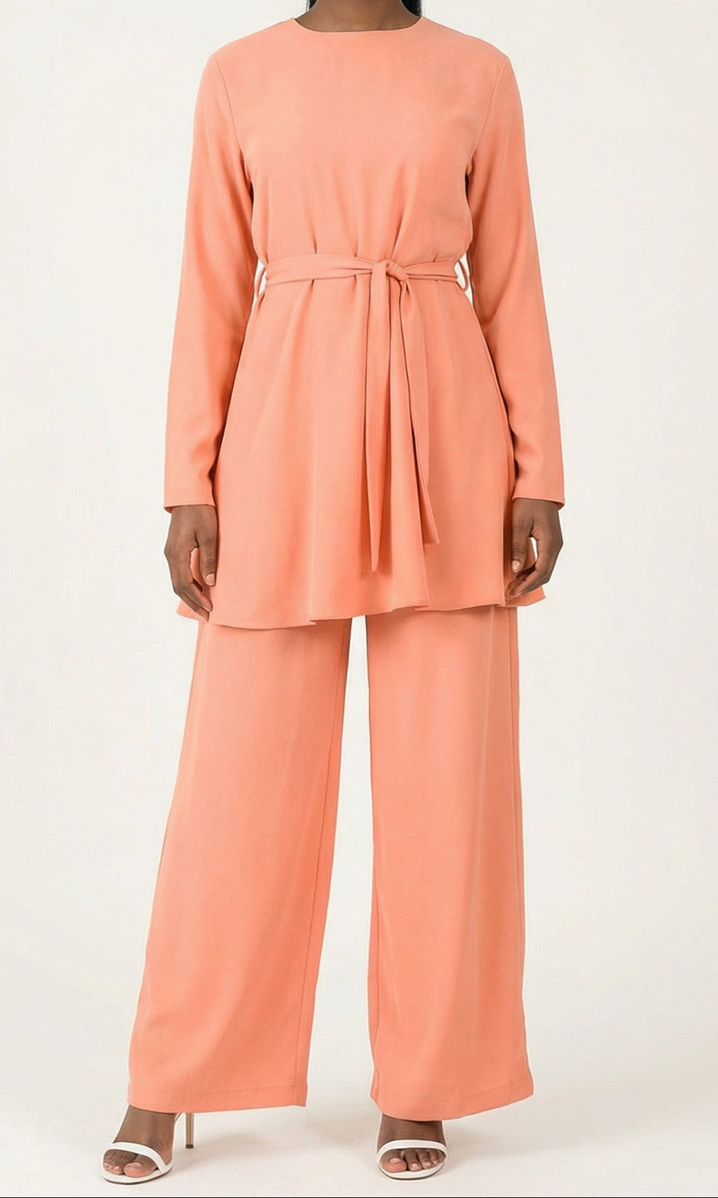 Peach Blush Solid Modest Matching set Kabayare