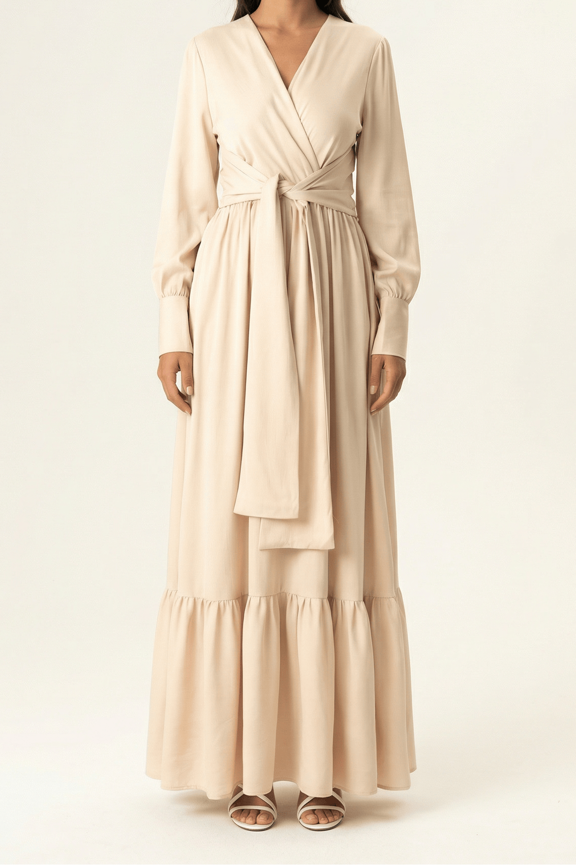 Pearl Dancing With You pretty satin Long sleeve Maxi dress Kabayare