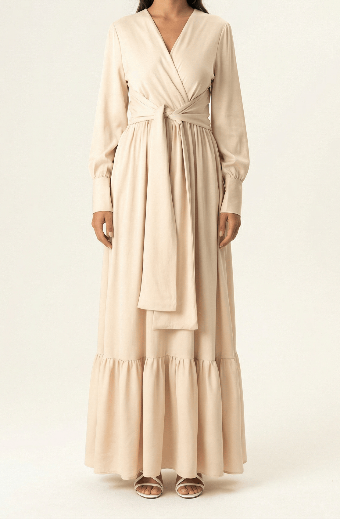 Pearl Dancing With You pretty satin Long sleeve Maxi dress Kabayare