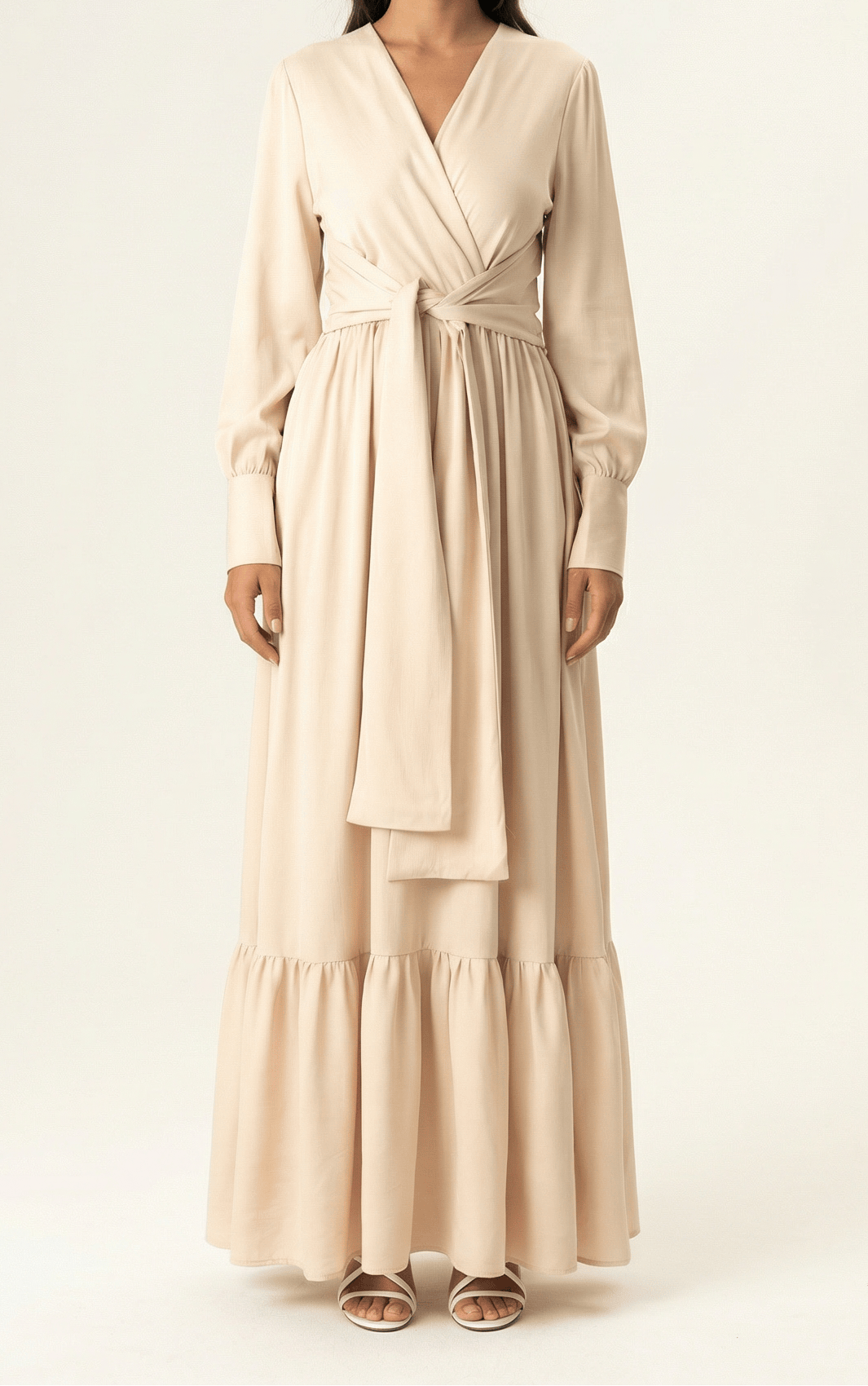 Pearl Dancing With You pretty satin Long sleeve Maxi dress Kabayare