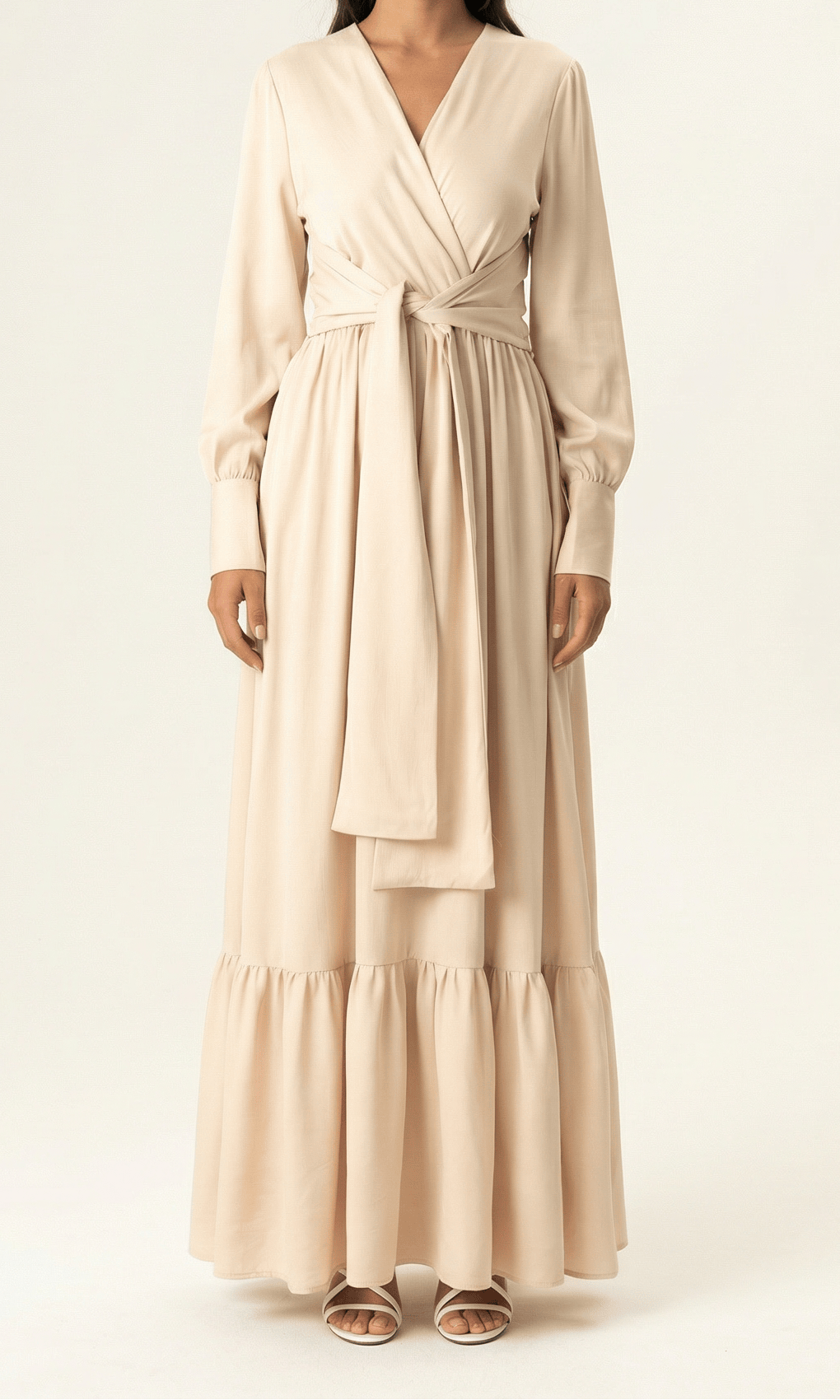 Pearl Dancing With You pretty satin Long sleeve Maxi dress Kabayare