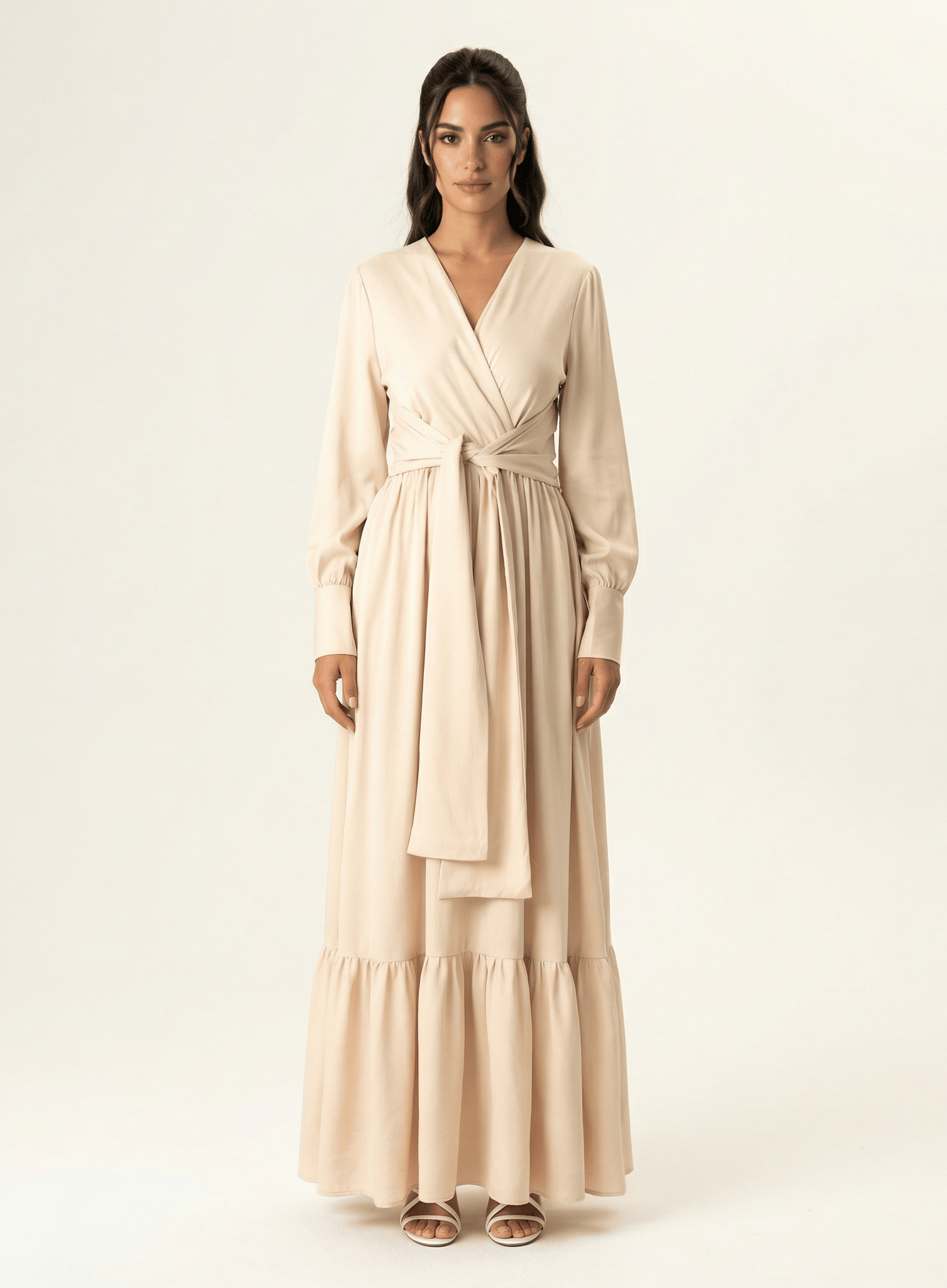 Pearl Dancing With You pretty satin Long sleeve Maxi dress Kabayare