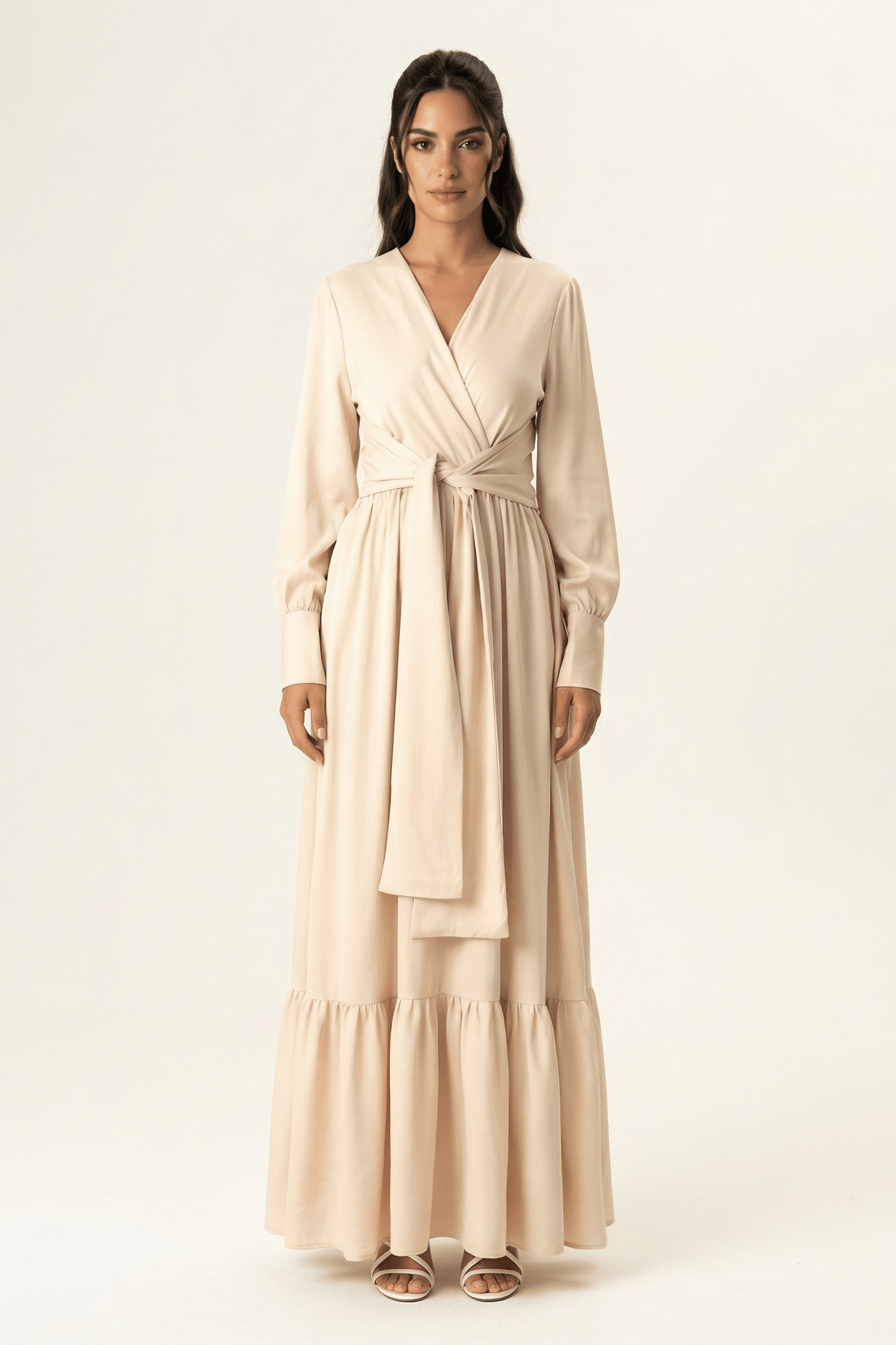 Pearl Dancing With You pretty satin Long sleeve Maxi dress Kabayare