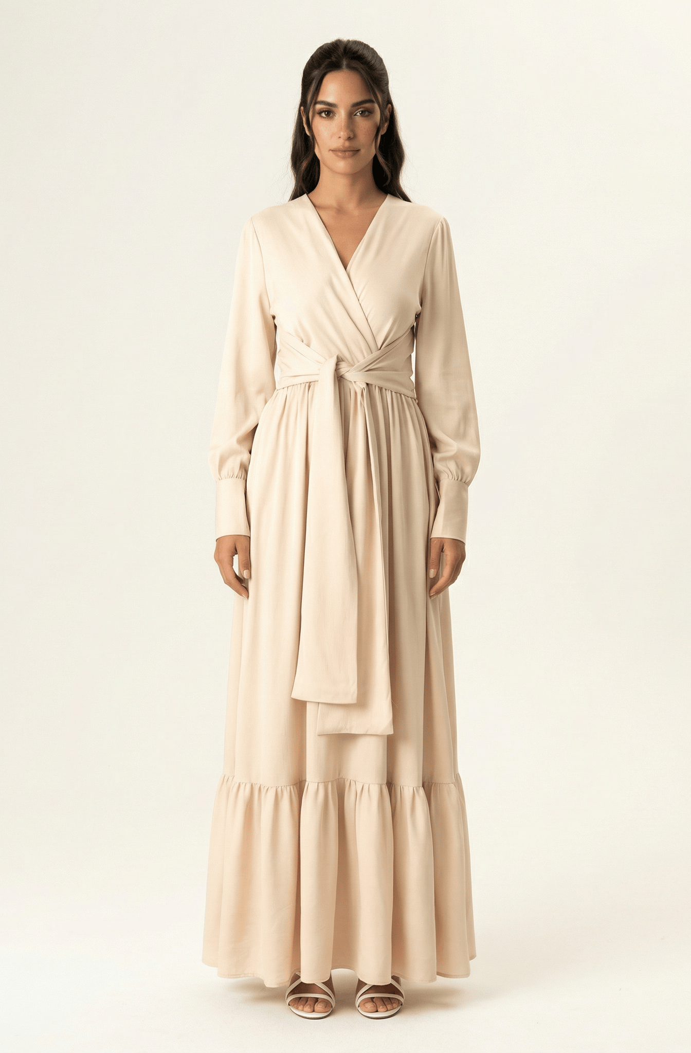 Pearl Dancing With You pretty satin Long sleeve Maxi dress Kabayare