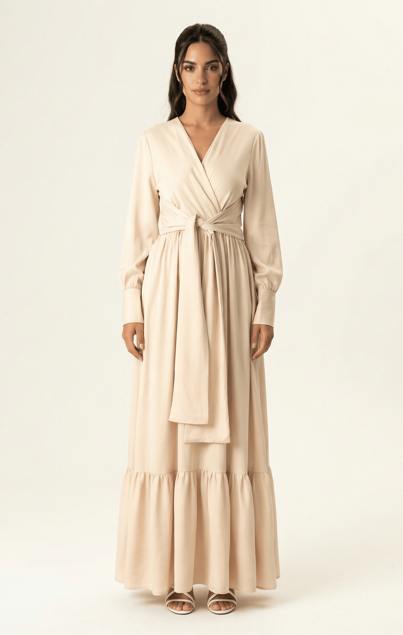 Pearl Dancing With You pretty satin Long sleeve Maxi dress Kabayare