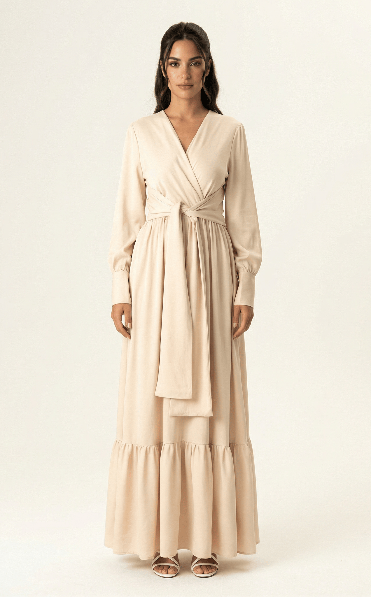 Pearl Dancing With You pretty satin Long sleeve Maxi dress Kabayare