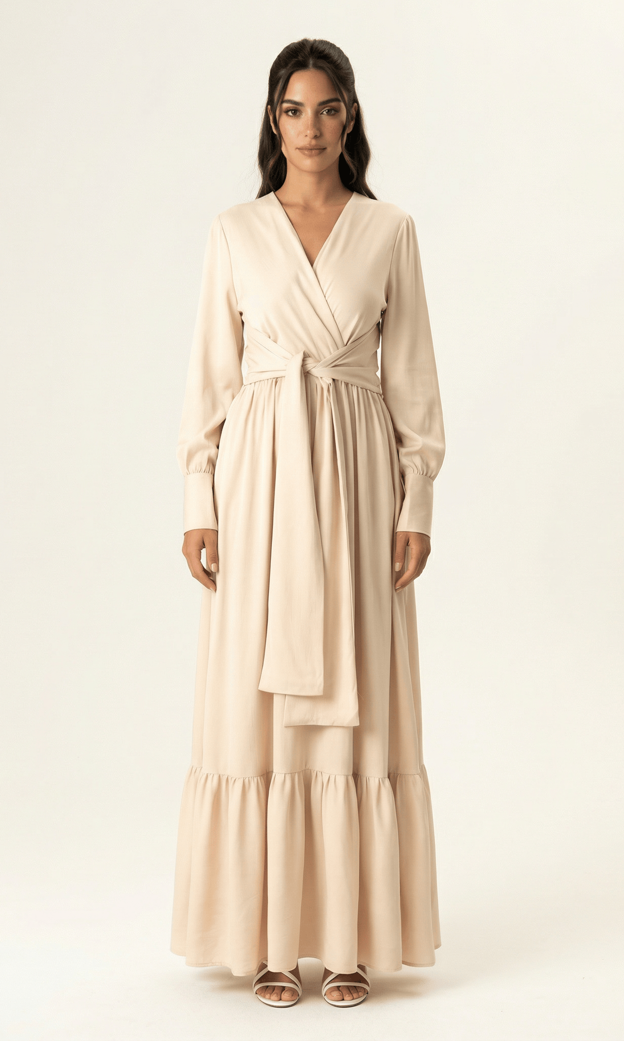 Pearl Dancing With You pretty satin Long sleeve Maxi dress Kabayare