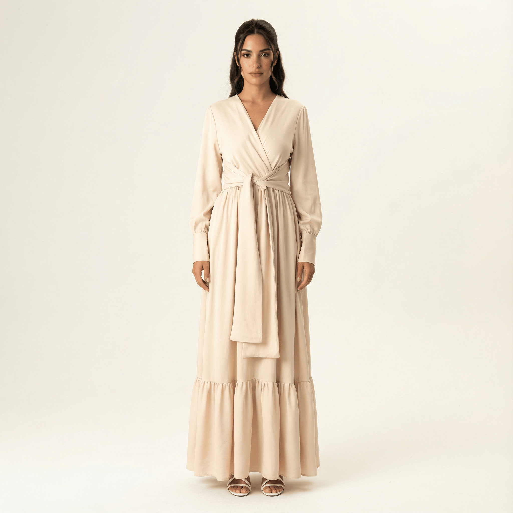 Pearl Dancing With You pretty satin Long sleeve Maxi dress Kabayare