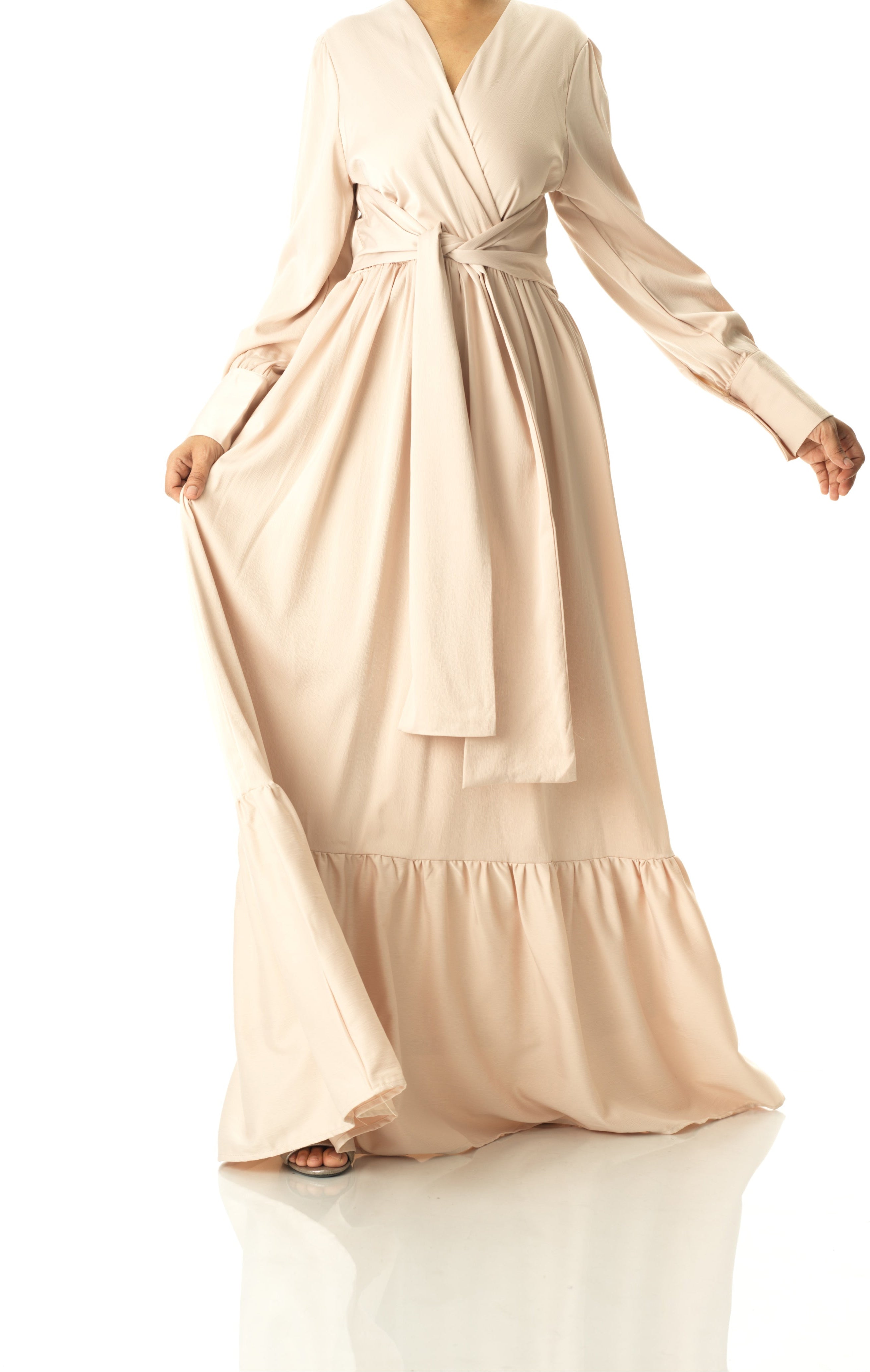 Pearl Dancing With You pretty satin Long sleeve Maxi dress Kabayare