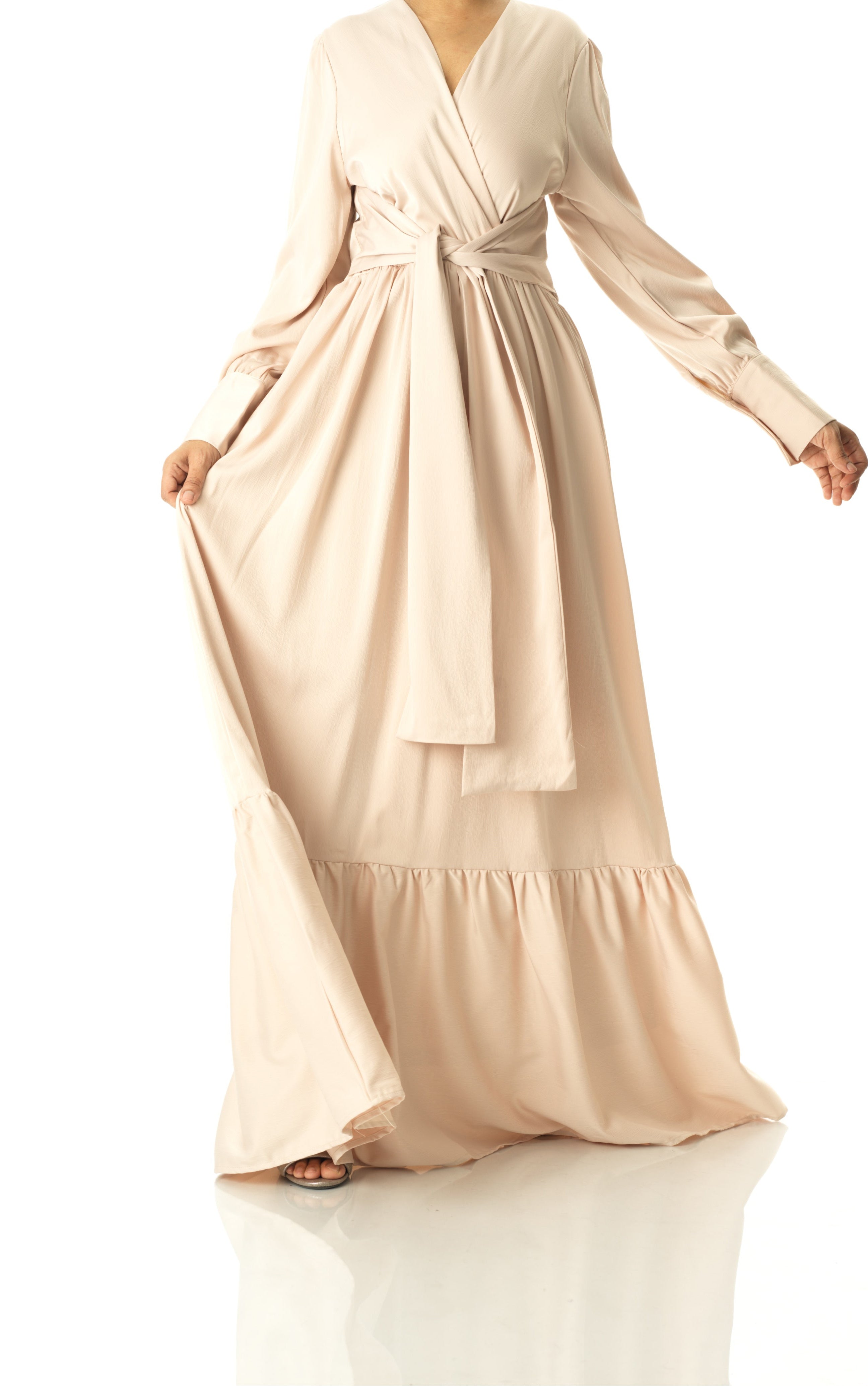 Pearl Dancing With You pretty satin Long sleeve Maxi dress Kabayare