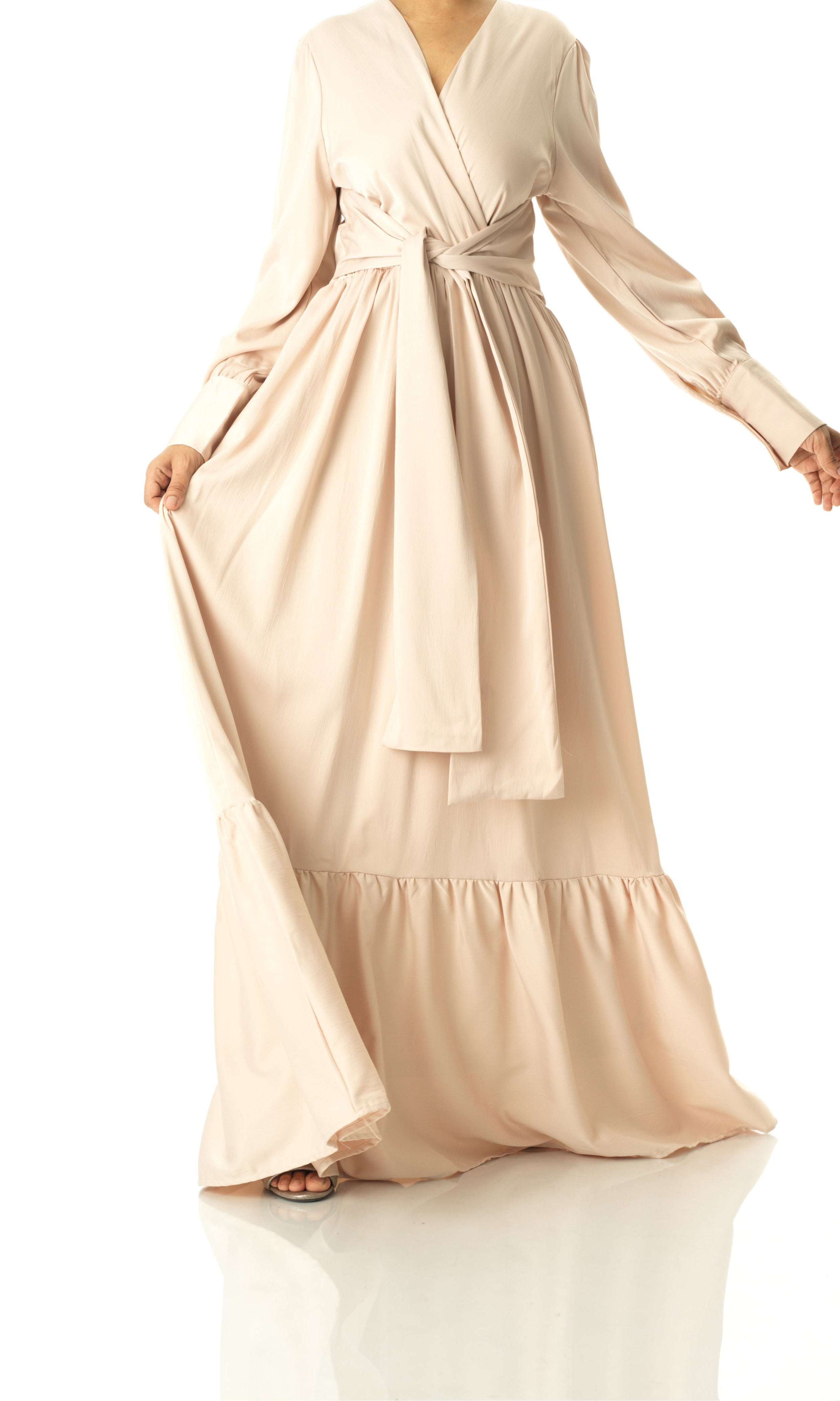 Pearl Dancing With You pretty satin Long sleeve Maxi dress Kabayare