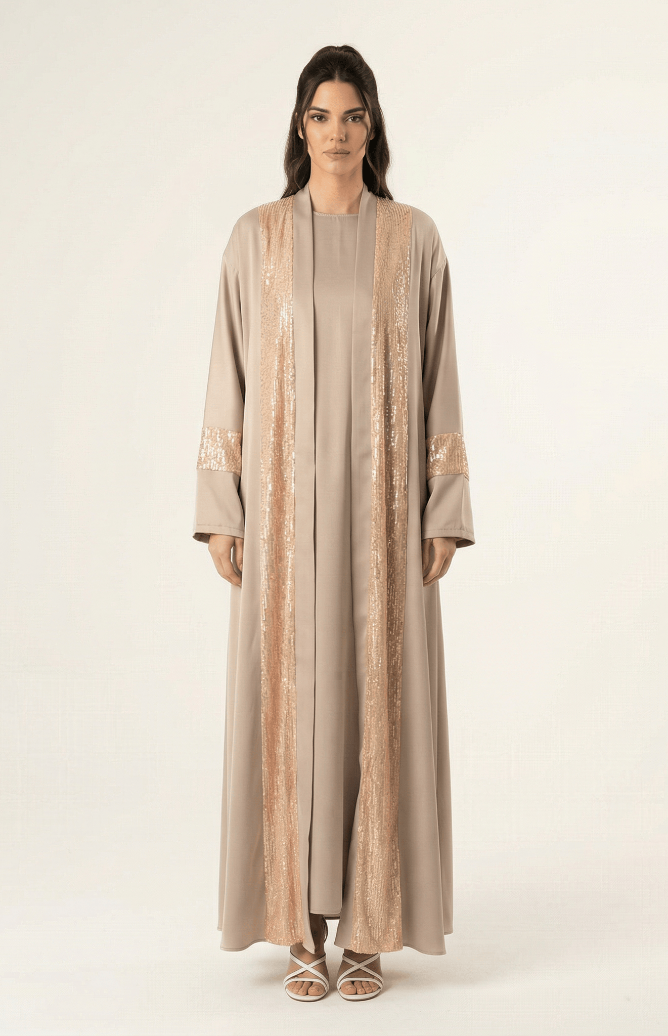 Pearl Mauve Malika sequin Abaya satin set Kabayare