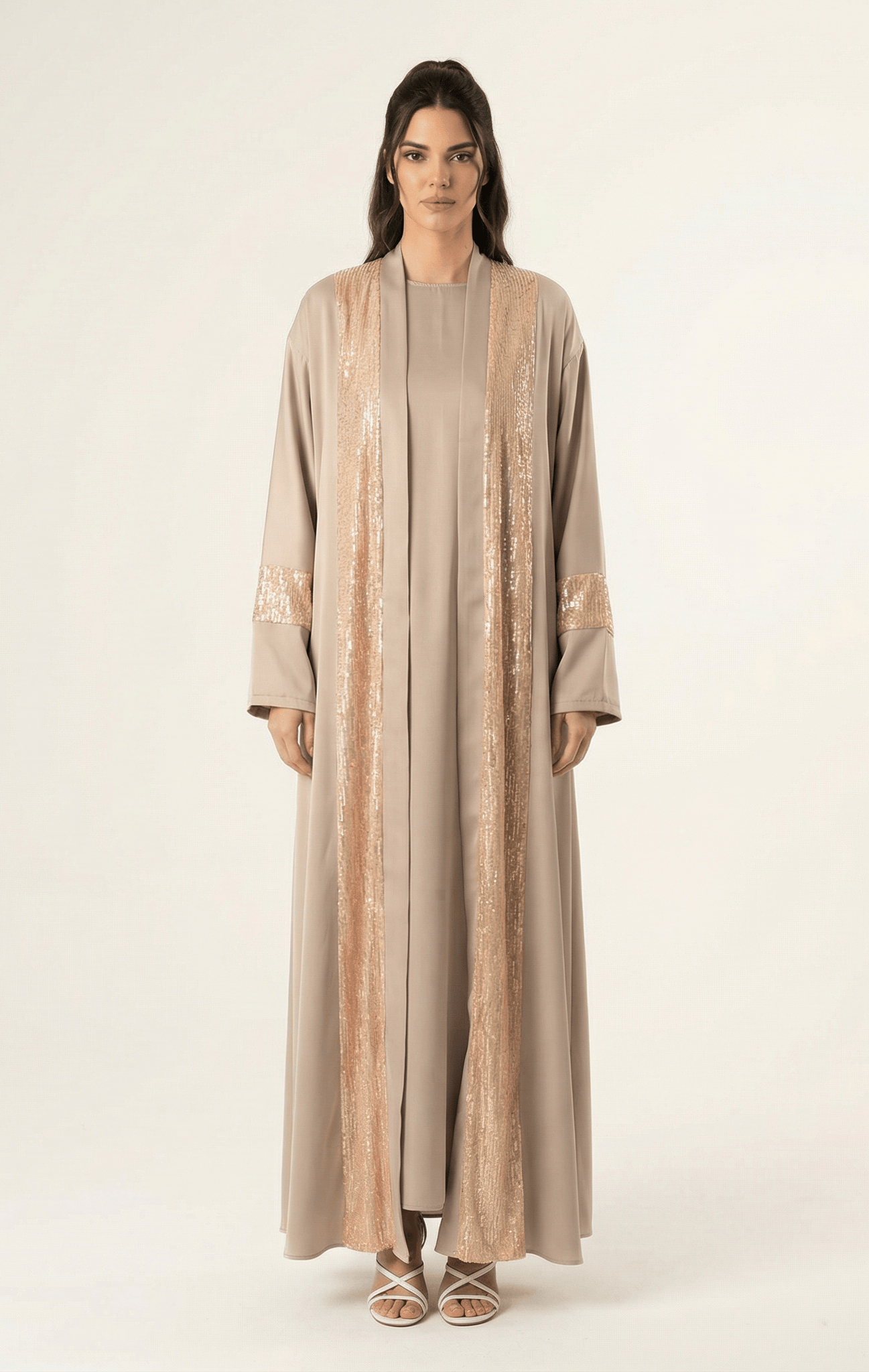 Pearl Mauve Malika sequin Abaya satin set Kabayare