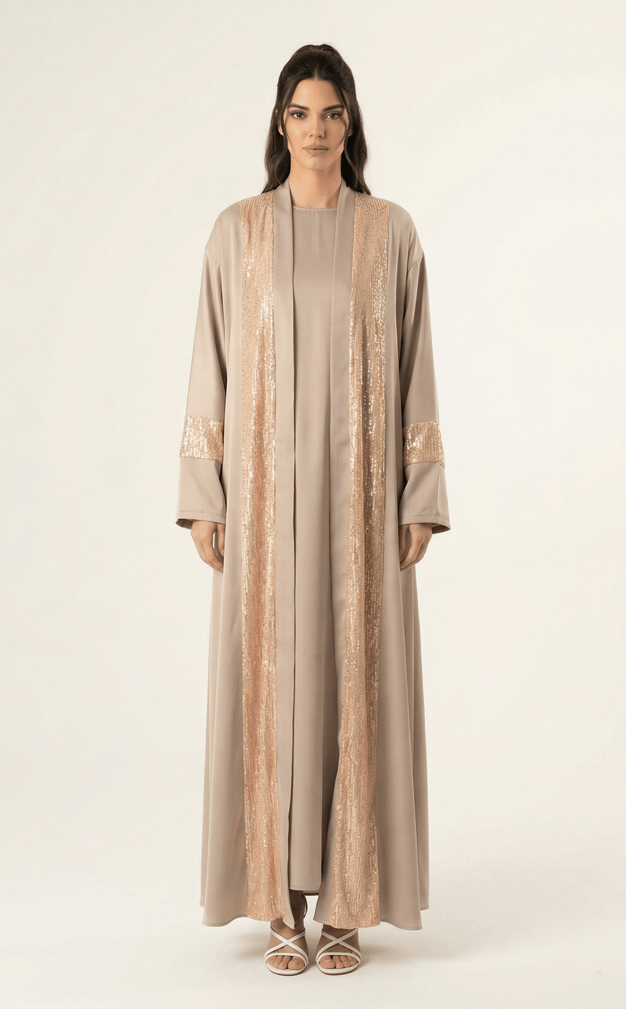 Pearl Mauve Malika sequin Abaya satin set Kabayare