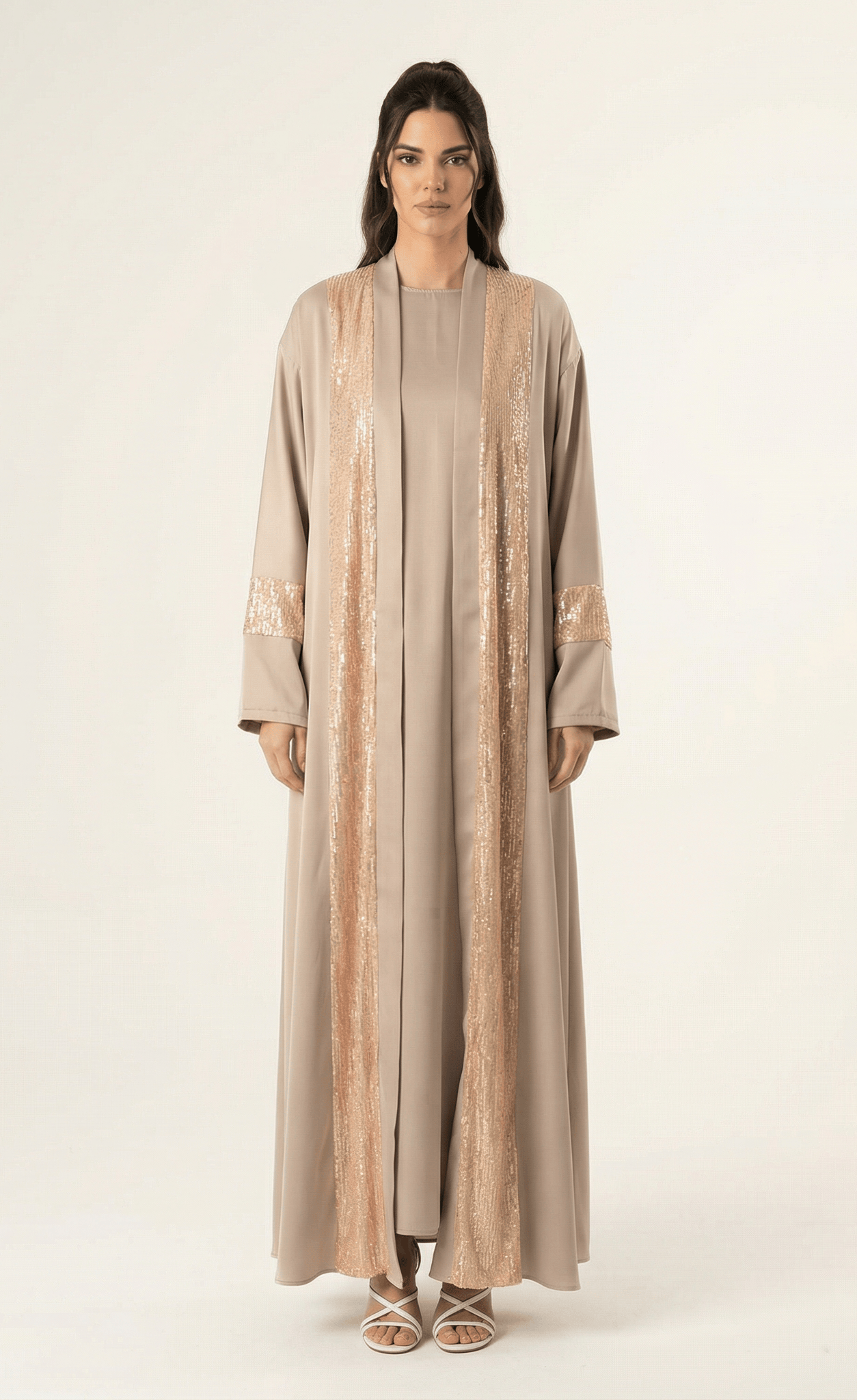 Pearl Mauve Malika sequin Abaya satin set Kabayare