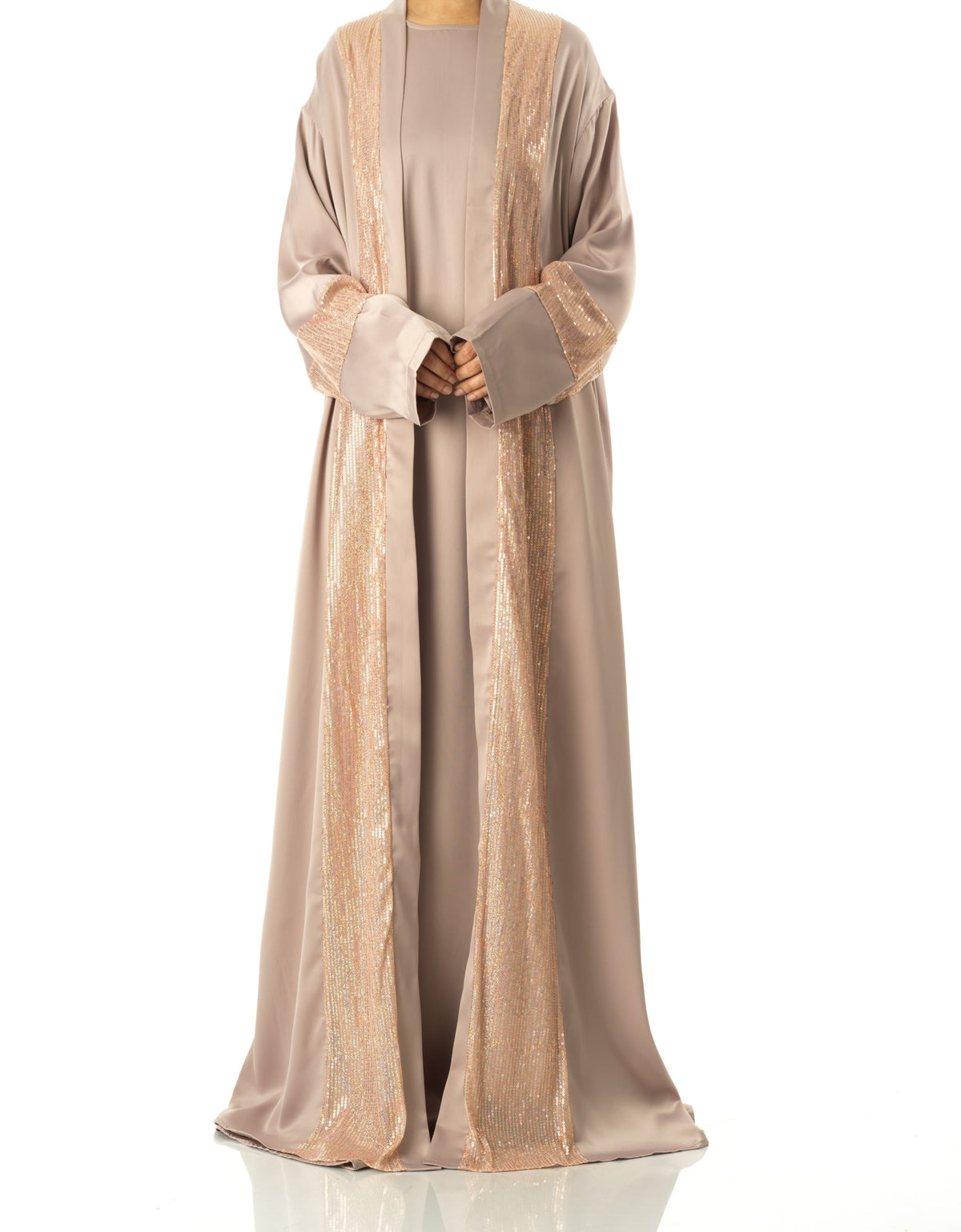 Pearl Mauve Malika sequin Abaya satin set Kabayare