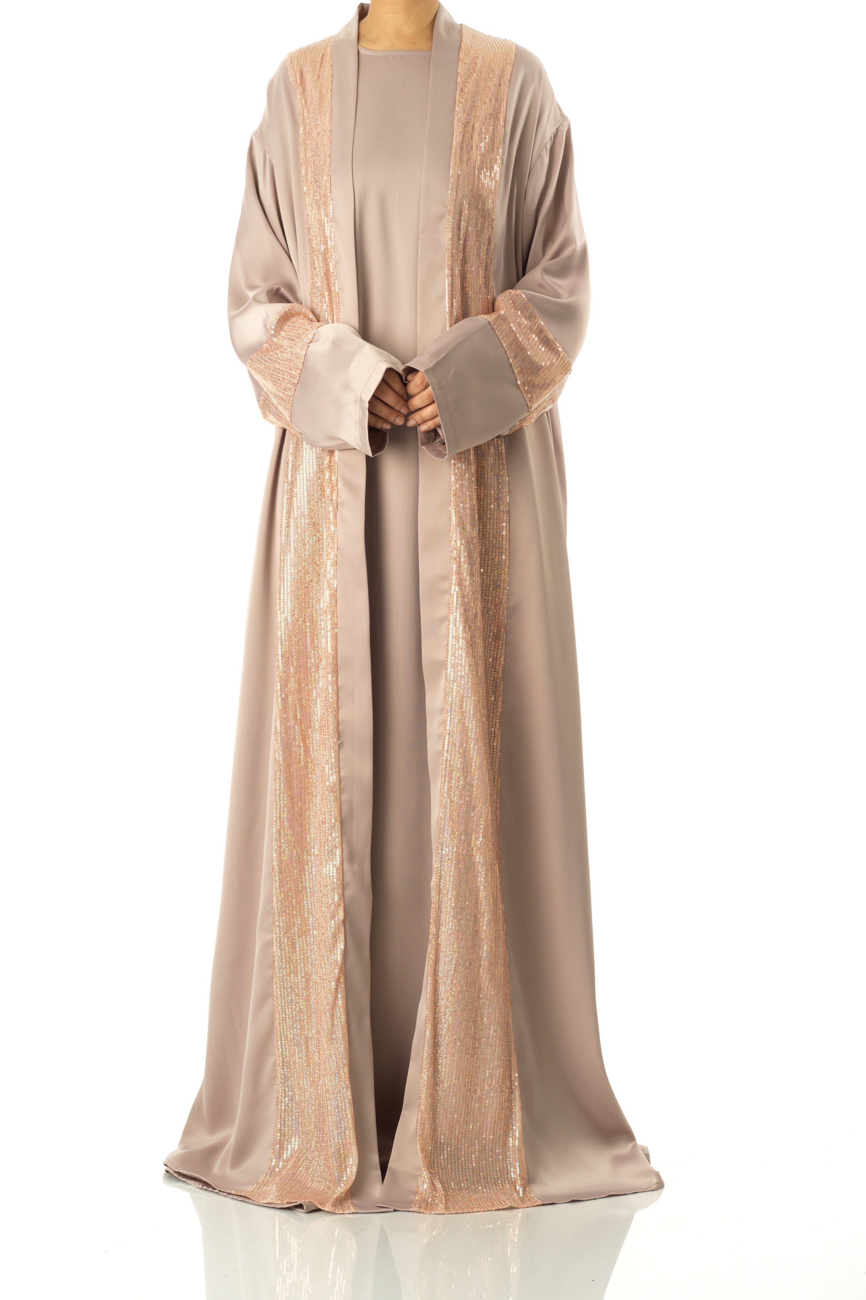 Pearl Mauve Malika sequin Abaya satin set Kabayare