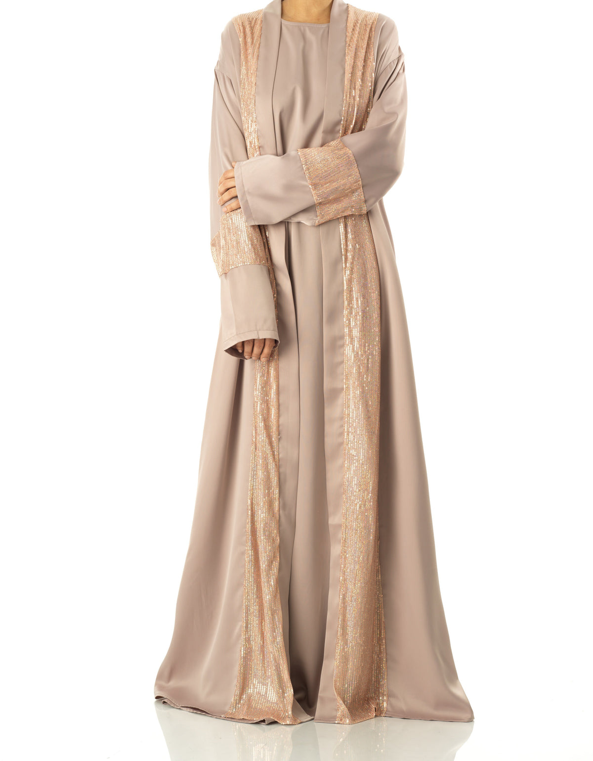 Pearl Mauve Malika sequin Abaya satin set Kabayare