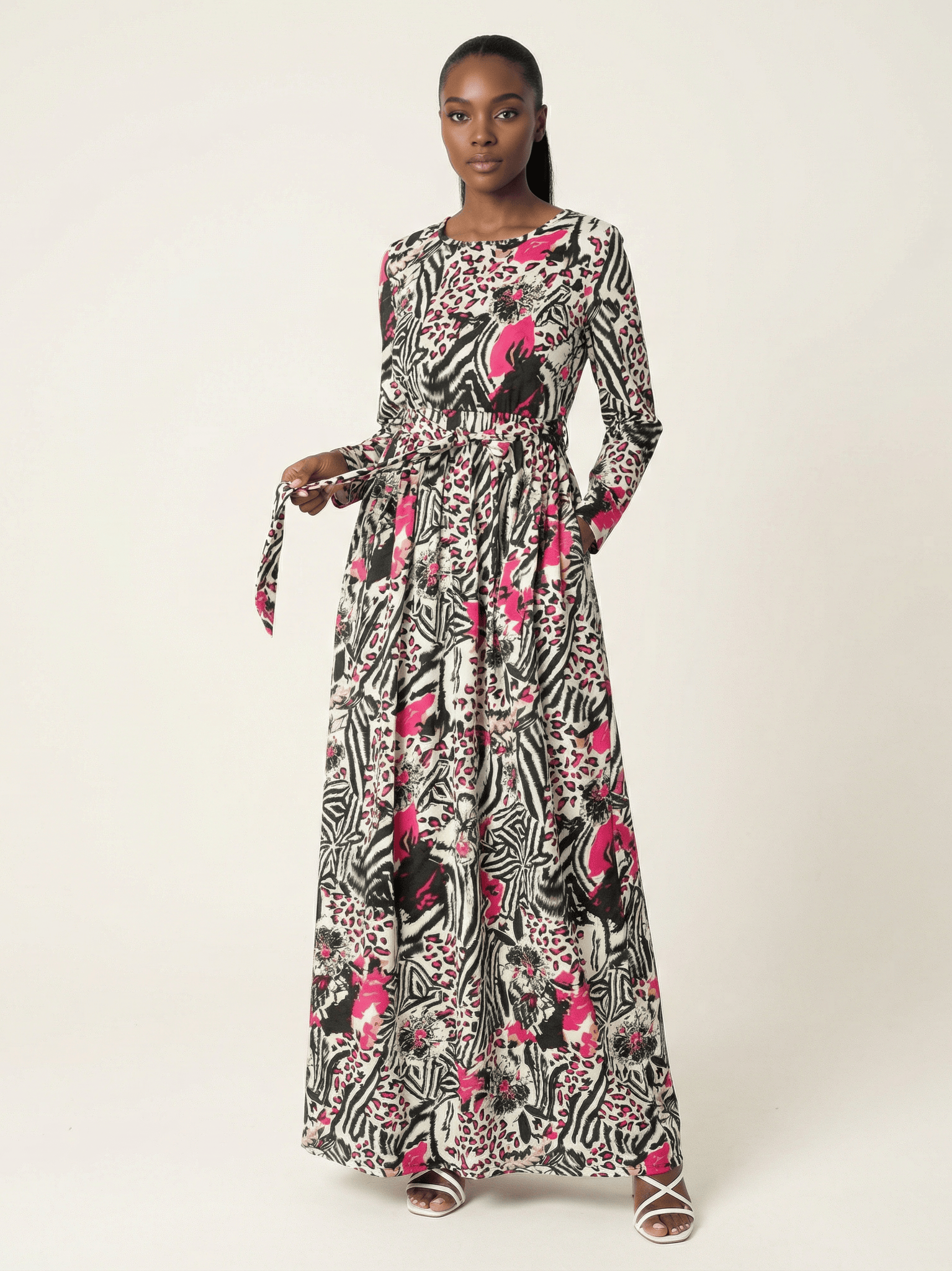 Pink animal print maxi dress Kabayare