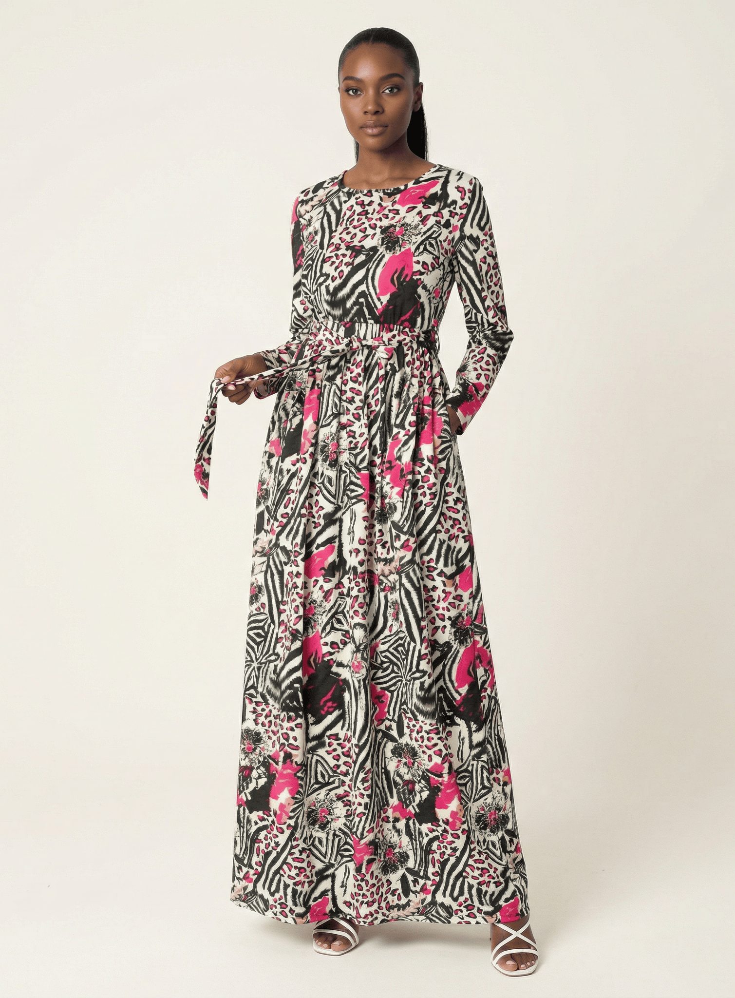 Pink animal print maxi dress Kabayare