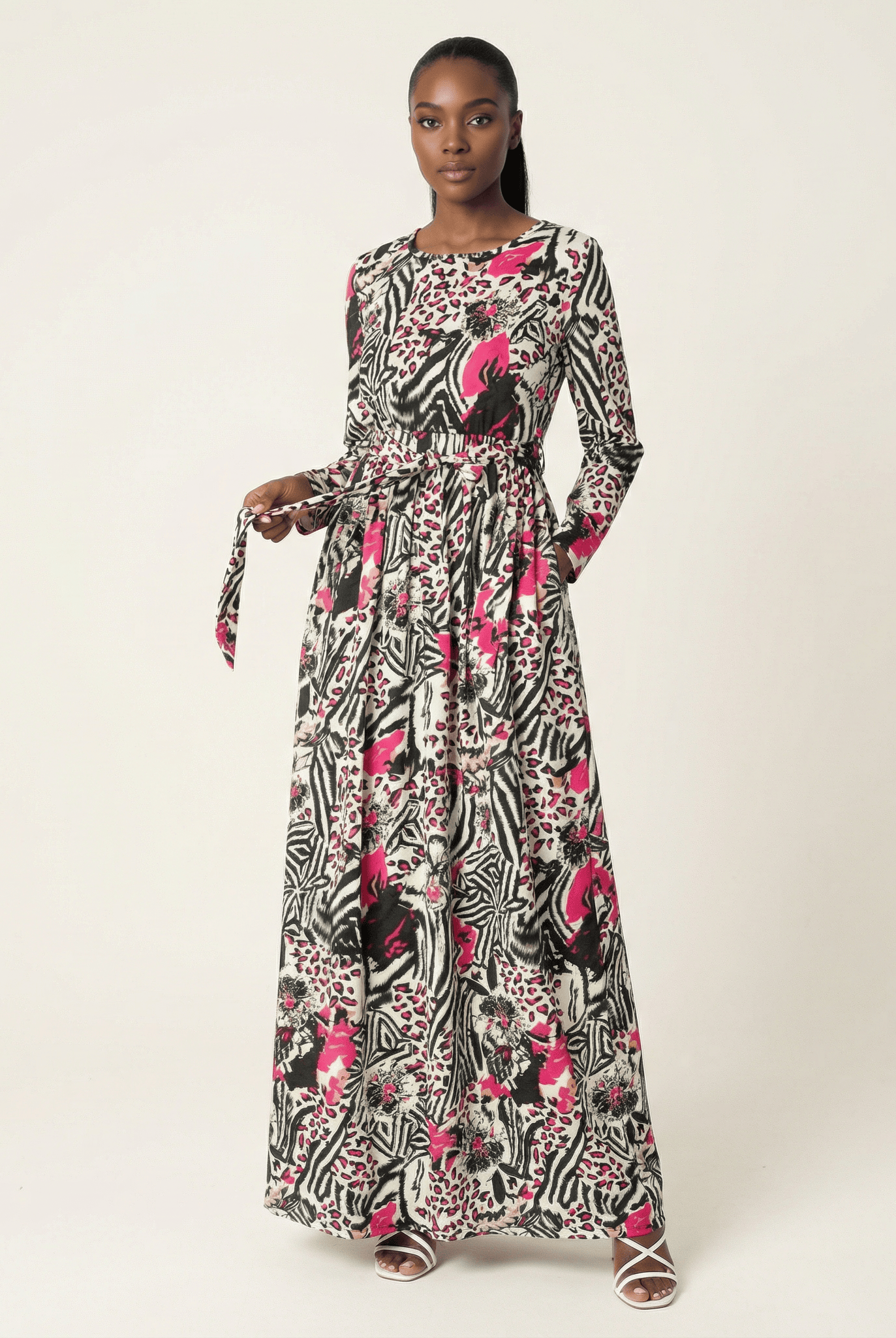 Pink animal print maxi dress Kabayare