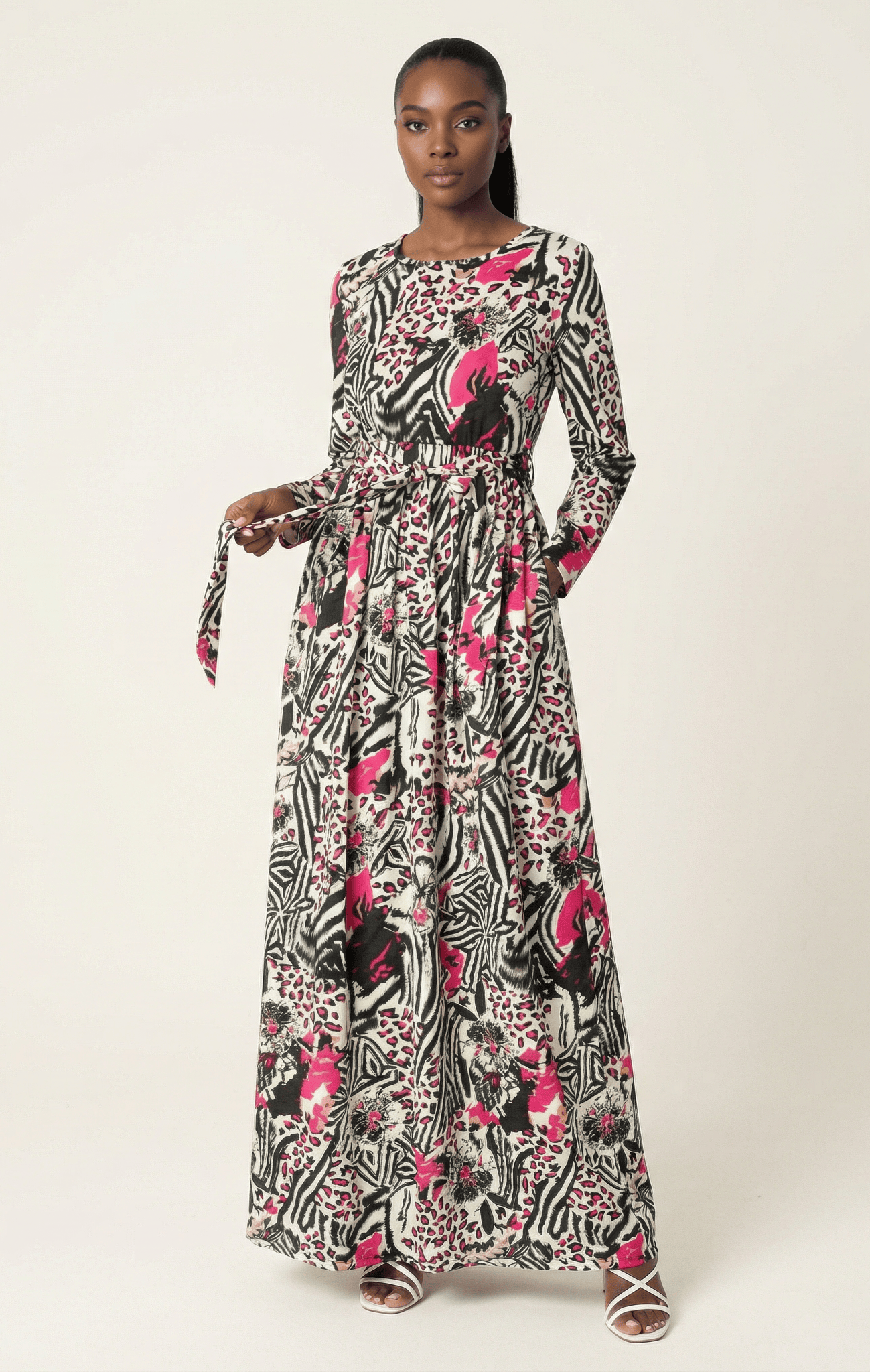 Pink animal print maxi dress Kabayare