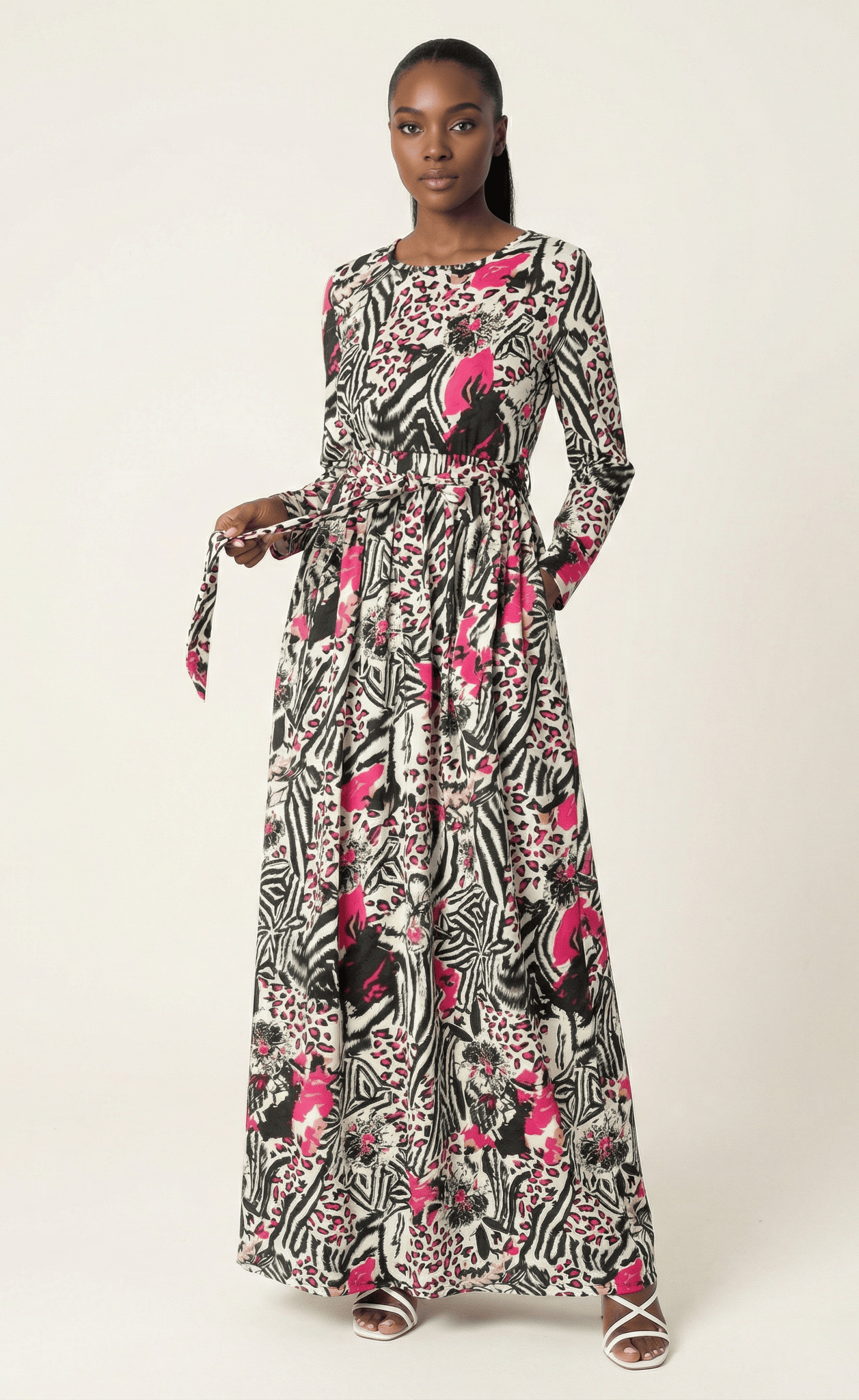 Pink animal print maxi dress Kabayare