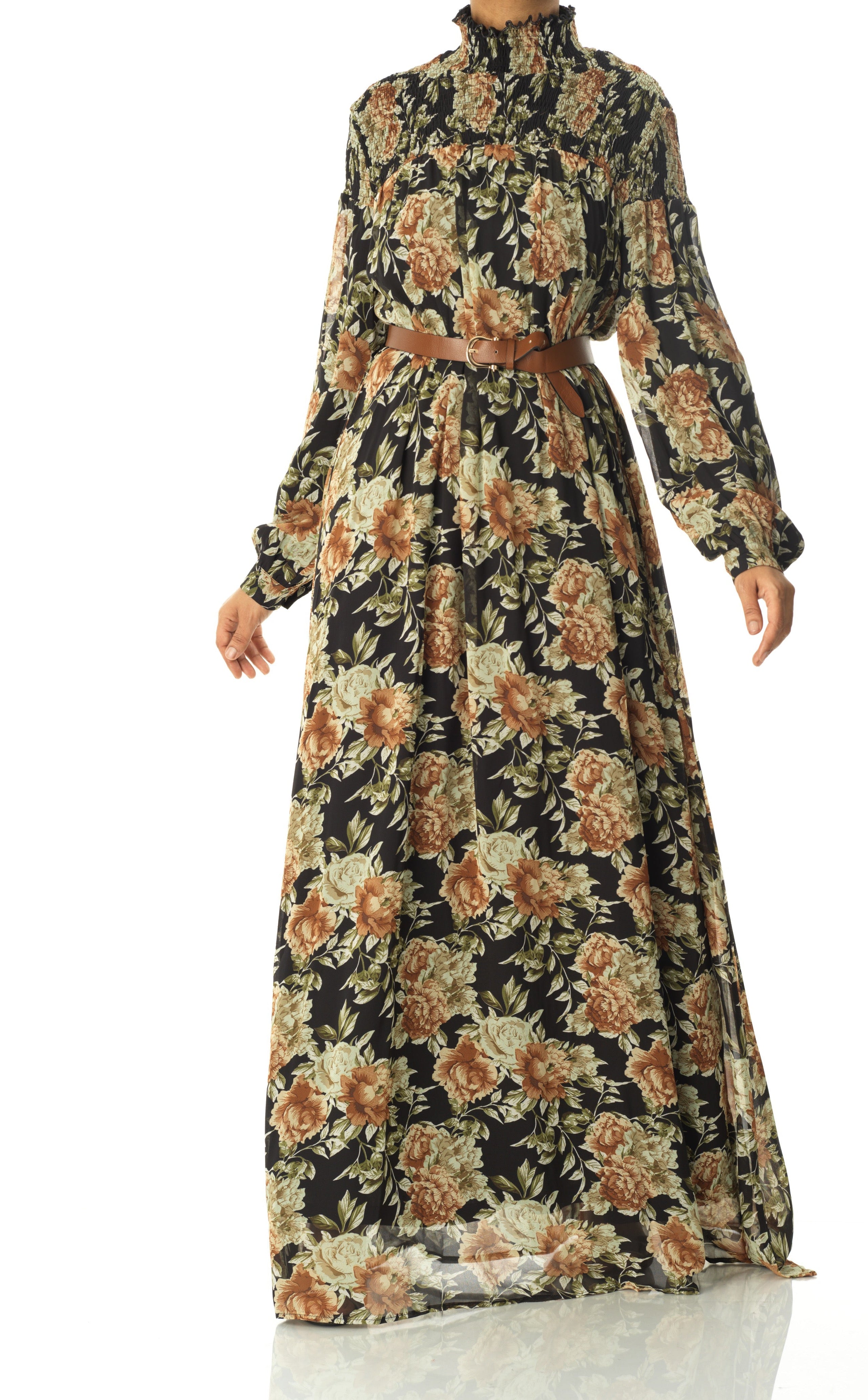 pretty Floral umbrella chiffon maxi dress Kabayare