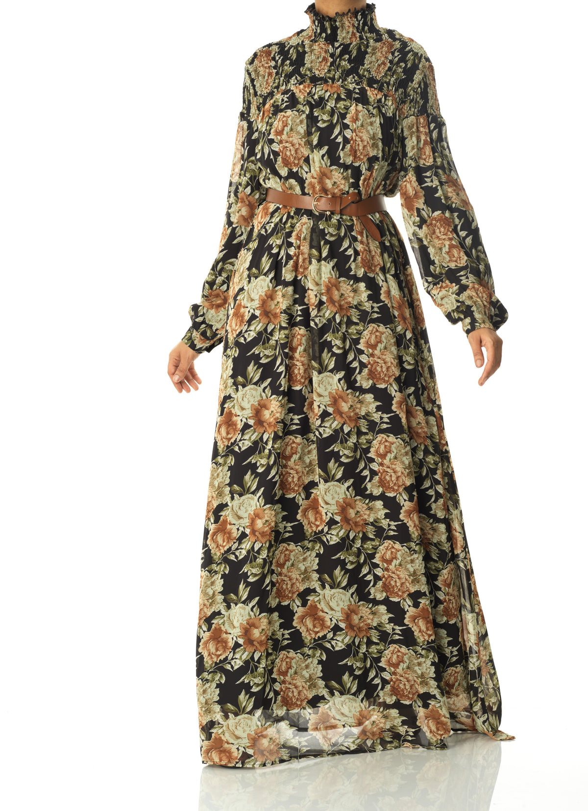 pretty Floral umbrella chiffon maxi dress Kabayare