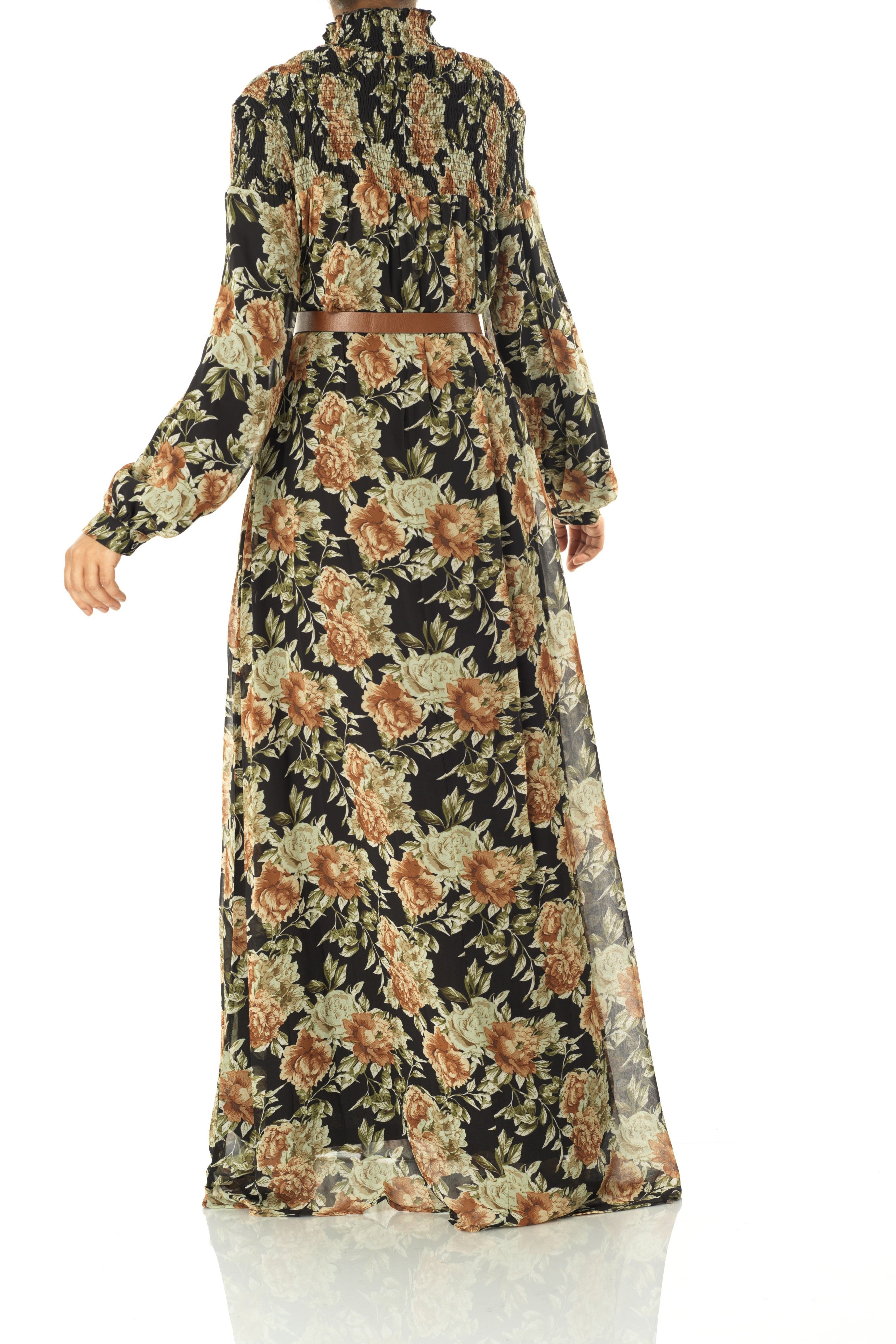 pretty Floral umbrella chiffon maxi dress Kabayare
