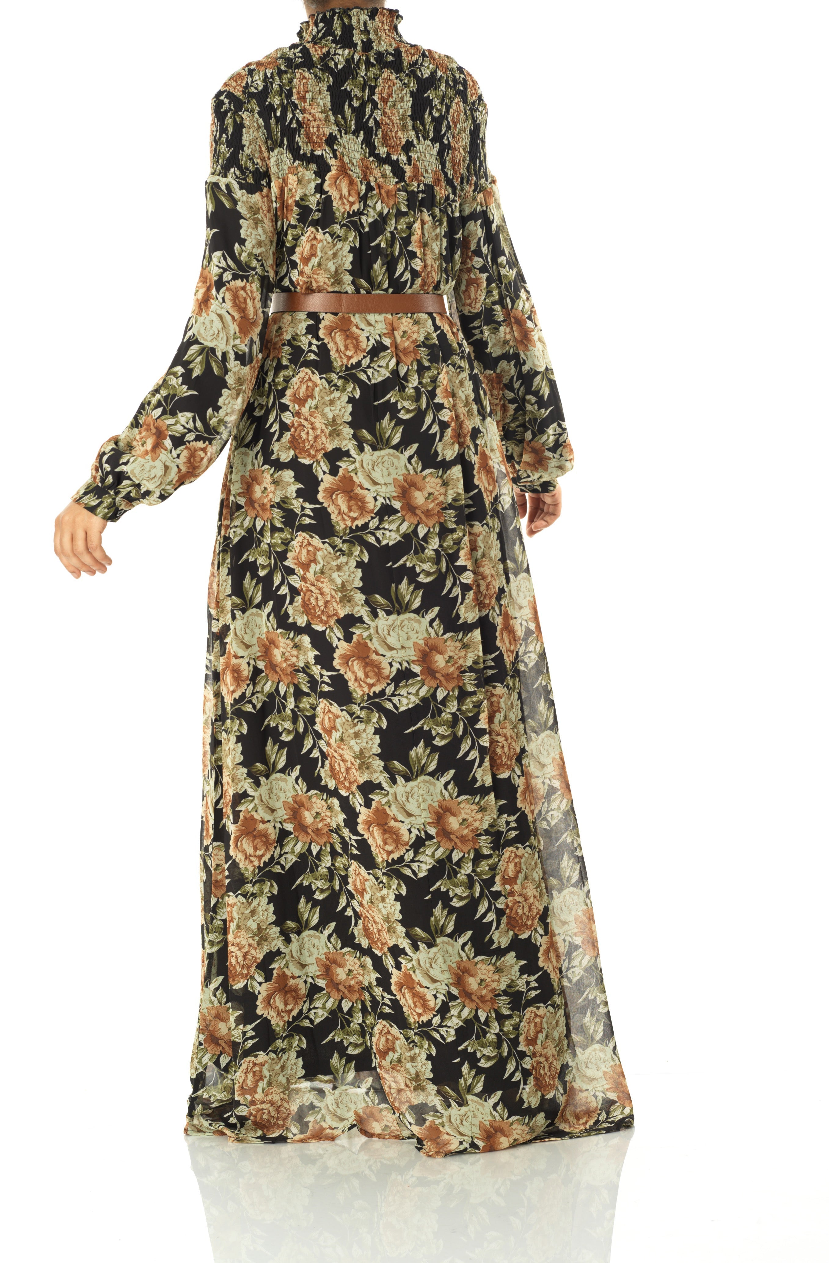 pretty Floral umbrella chiffon maxi dress Kabayare