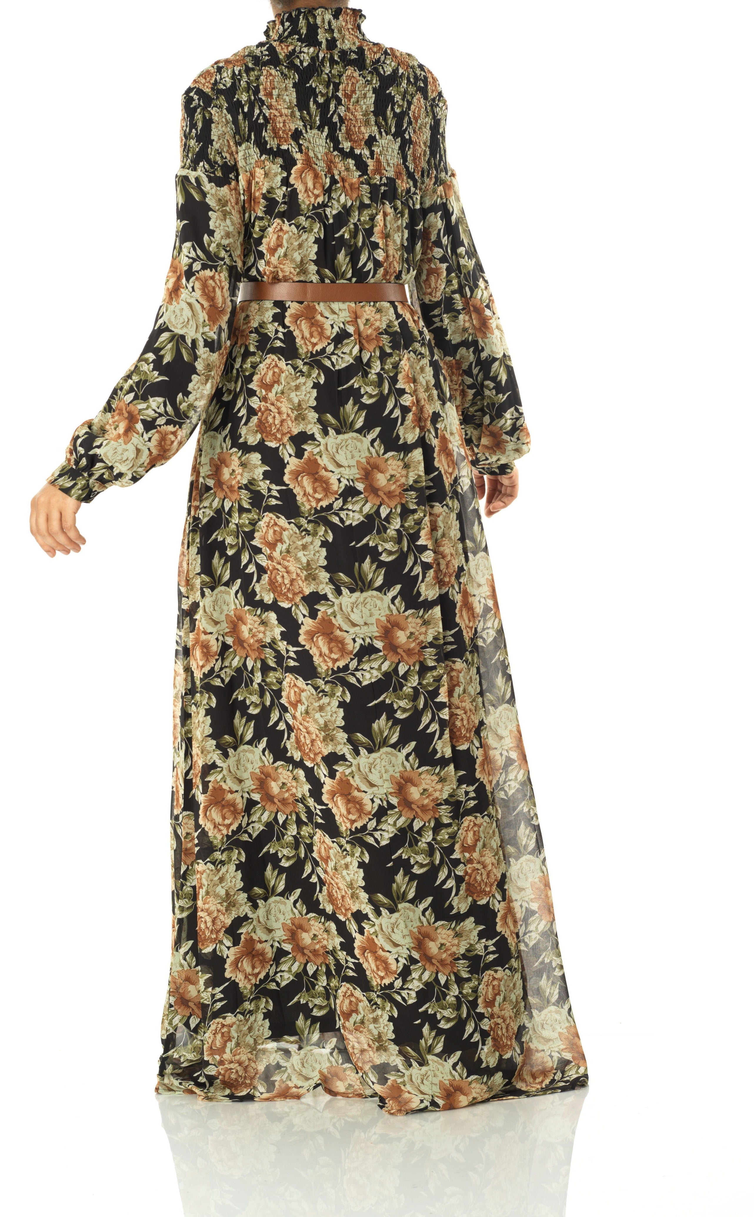 pretty Floral umbrella chiffon maxi dress Kabayare