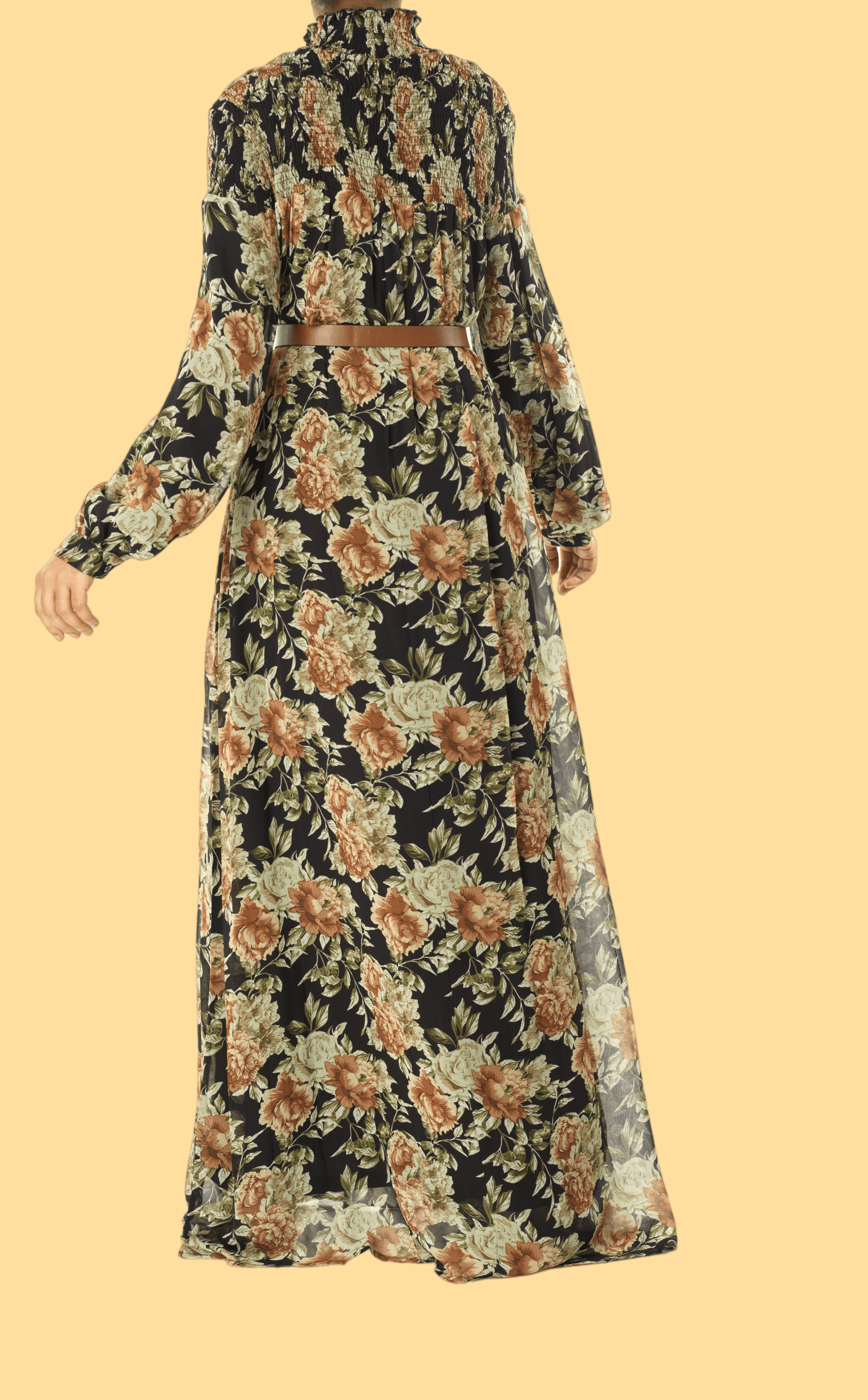 pretty Floral umbrella chiffon maxi dress Kabayare