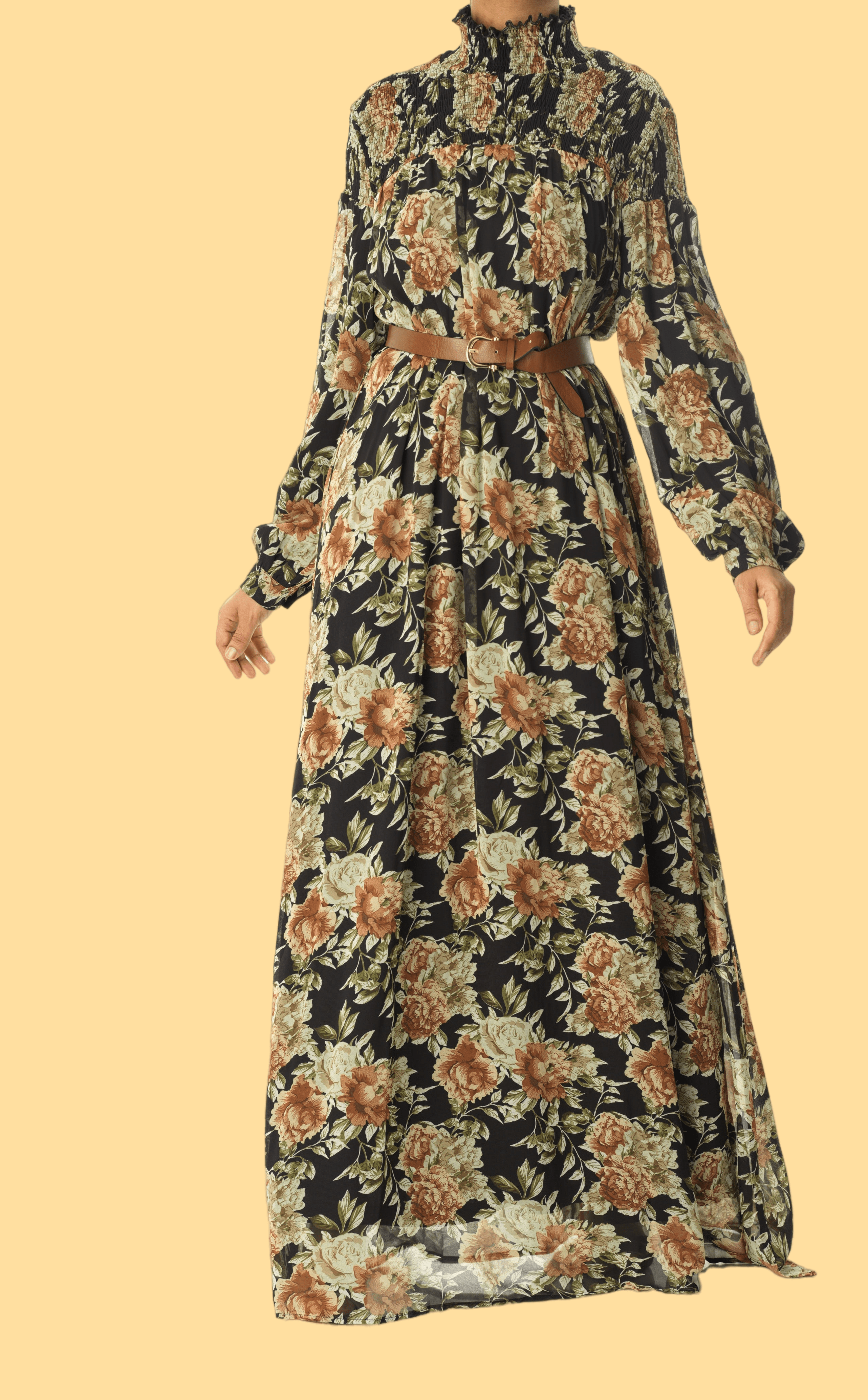 pretty Floral umbrella chiffon maxi dress Kabayare