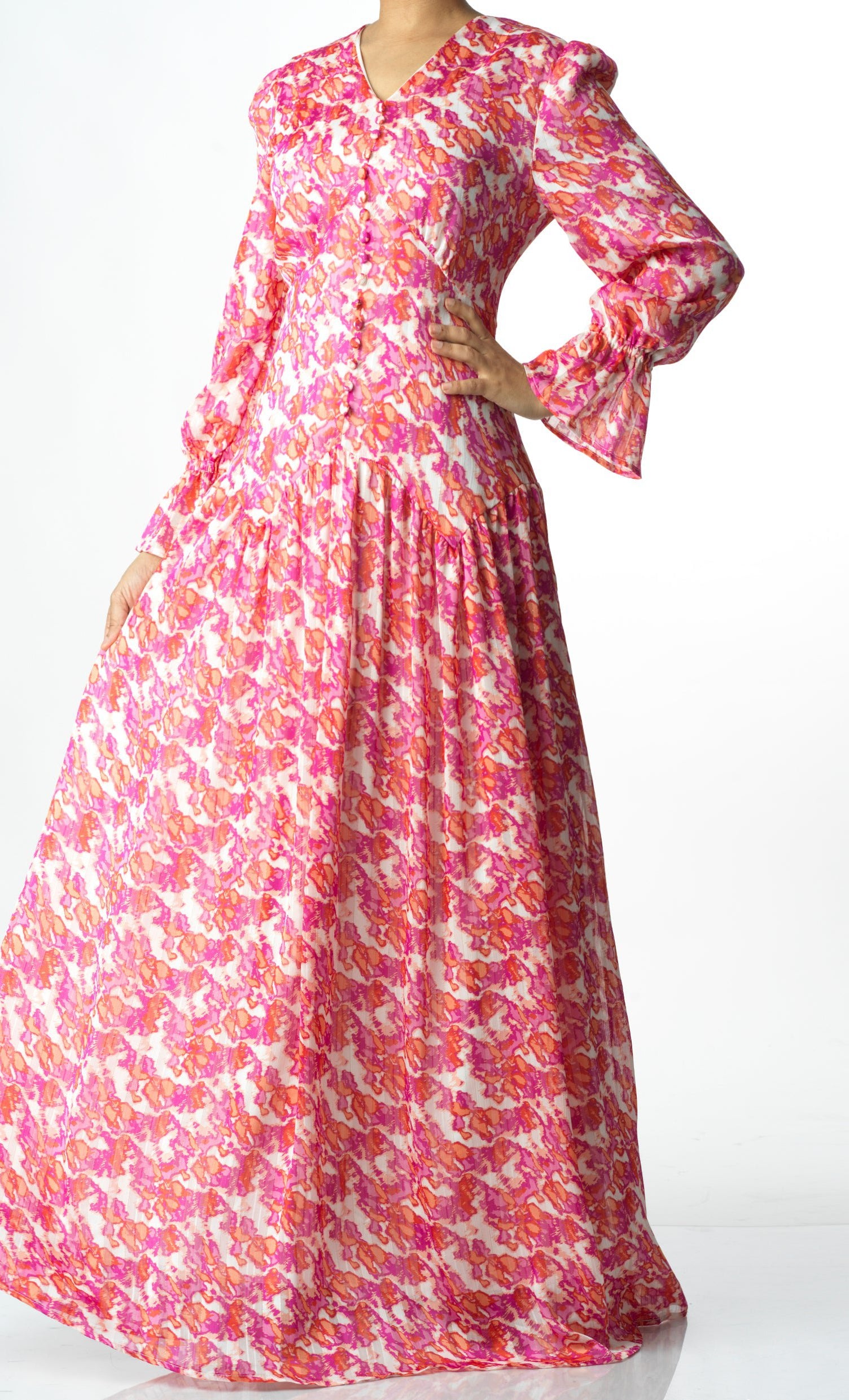 Pretty in Pink  print maxi dress Kabayare