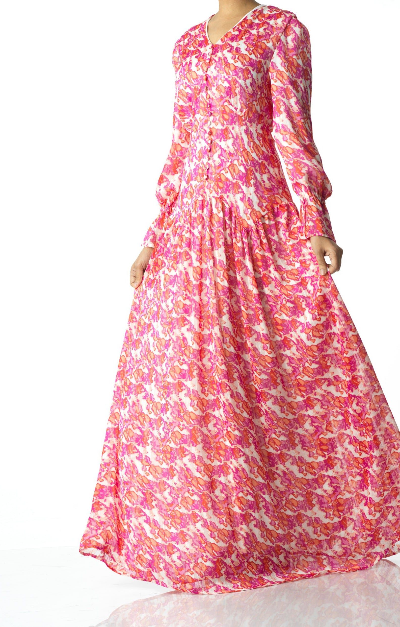 Pretty in Pink  print maxi dress Kabayare
