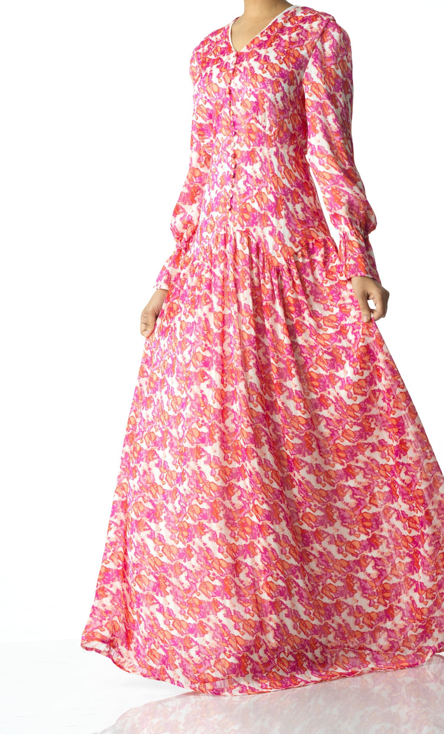 Pretty in Pink  print maxi dress Kabayare