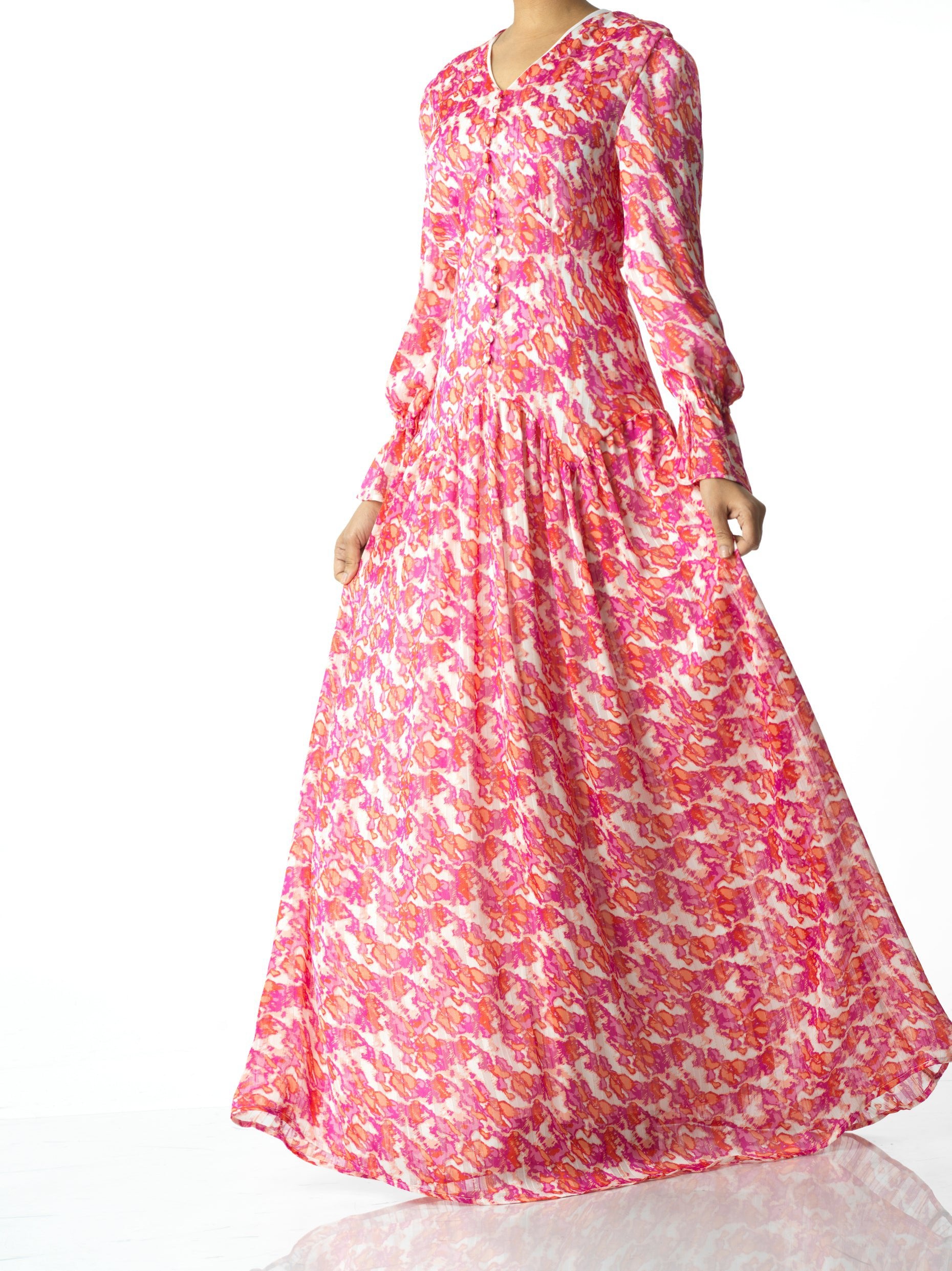 Pretty in Pink print maxi dress Kabayare