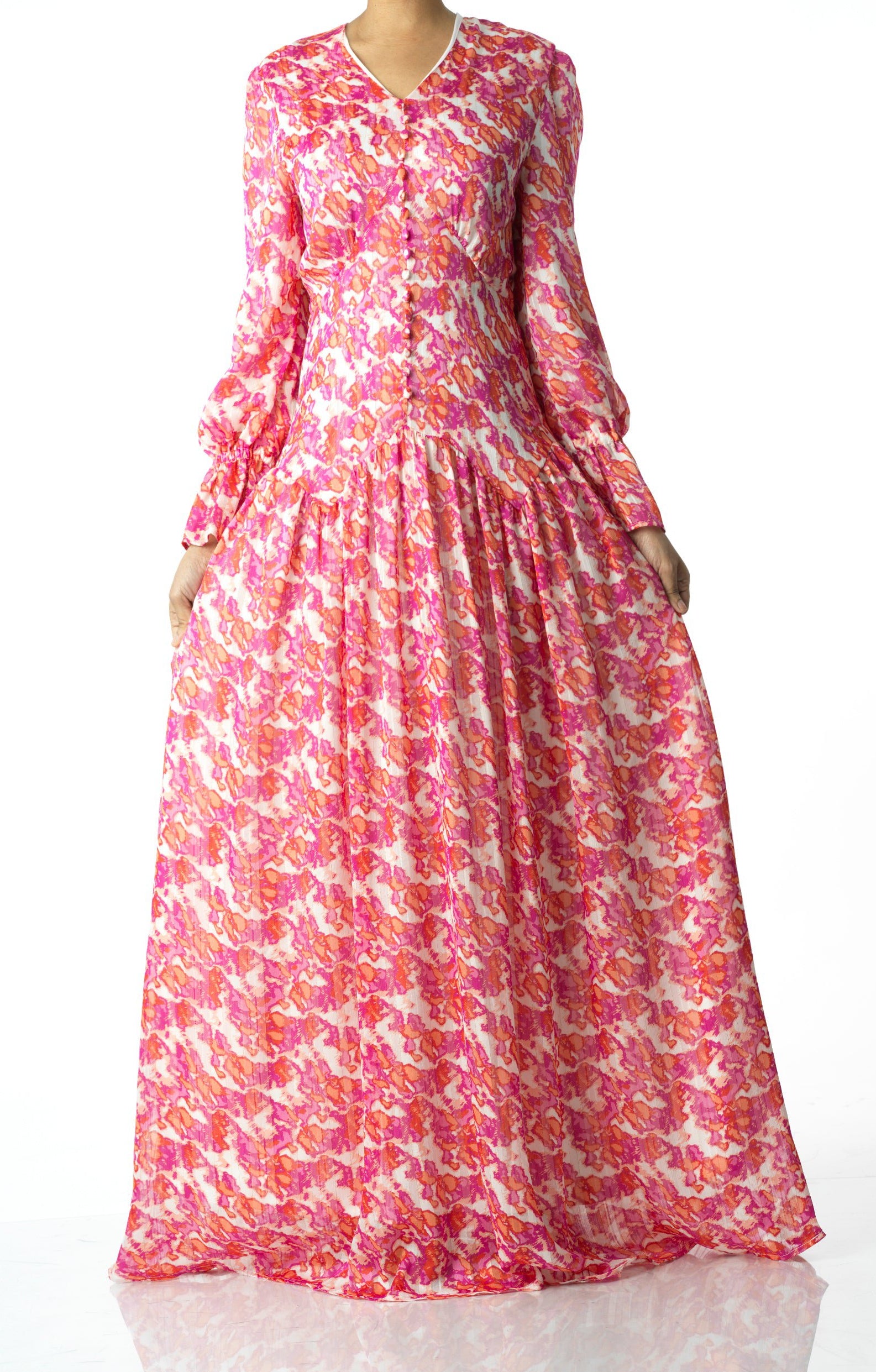 Pretty in Pink  print maxi dress Kabayare