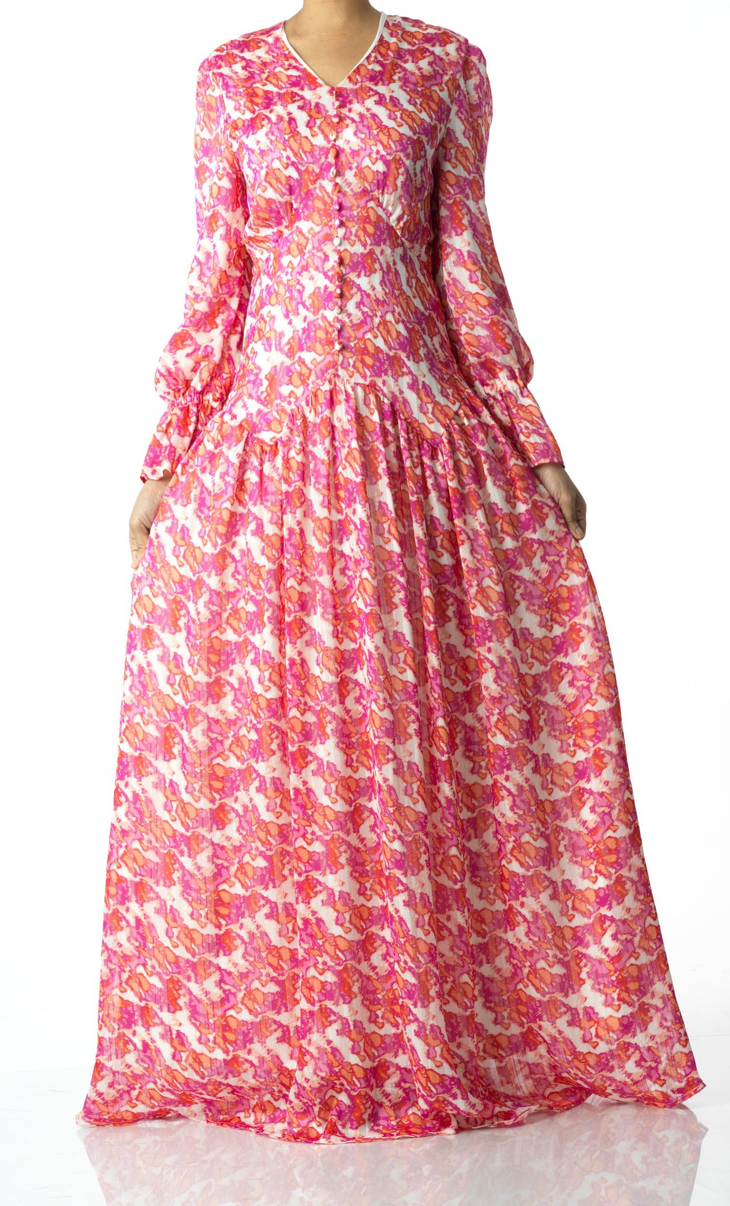 Pretty in Pink  print maxi dress Kabayare