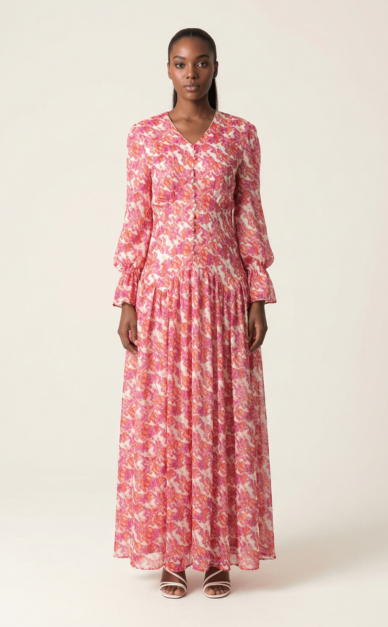Pretty in Pink print maxi dress Kabayare