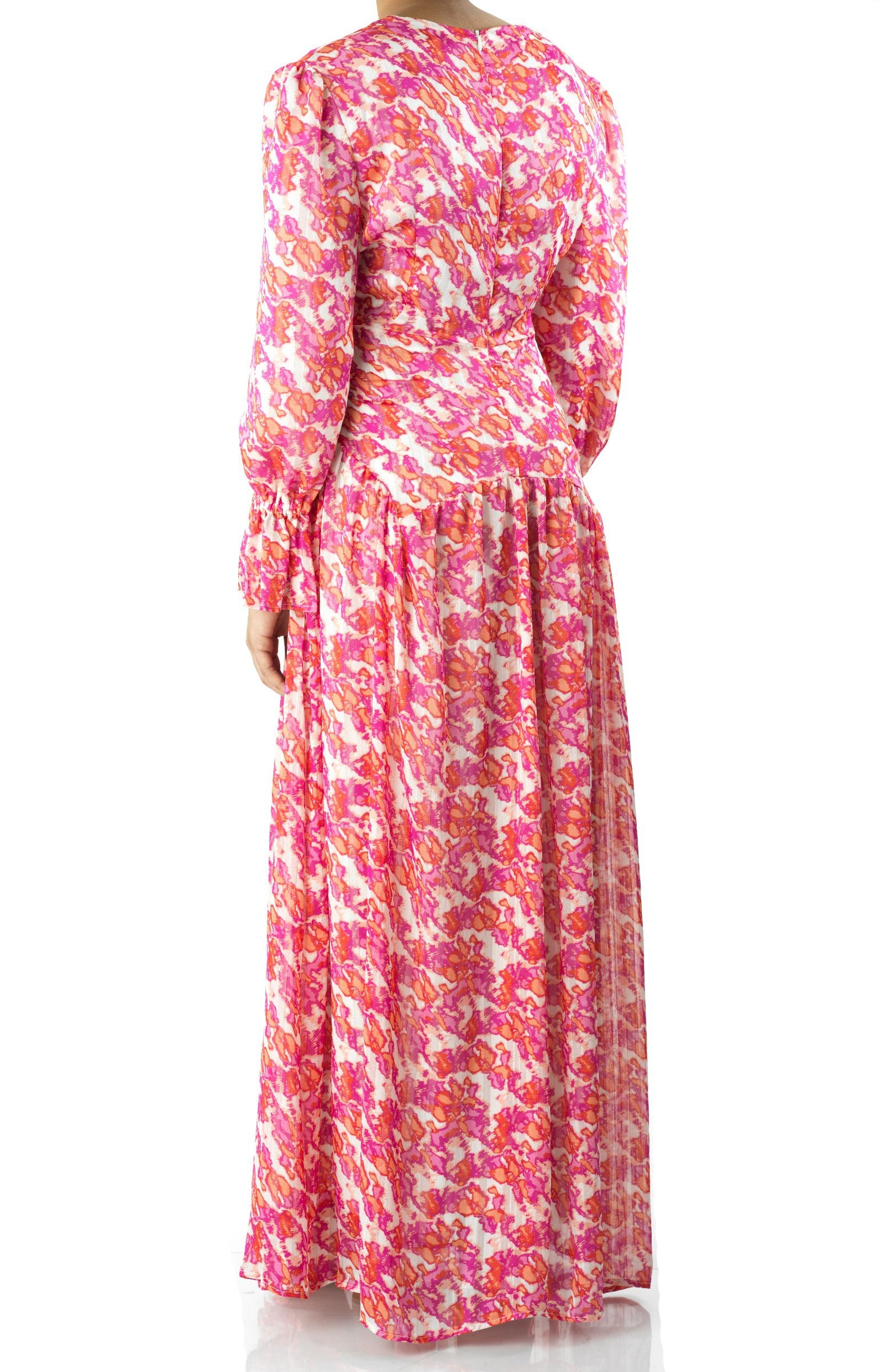Pretty in Pink print maxi dress Kabayare