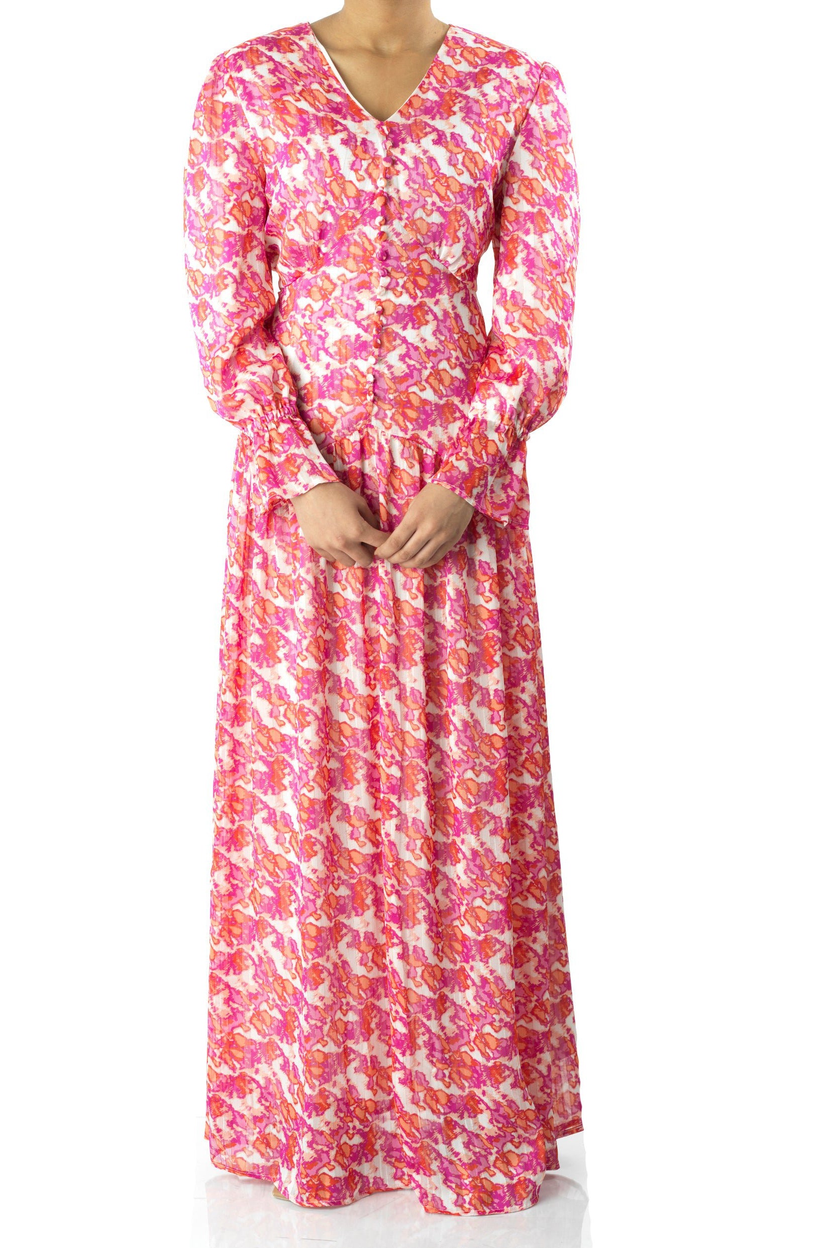 Pretty in Pink print maxi dress Kabayare