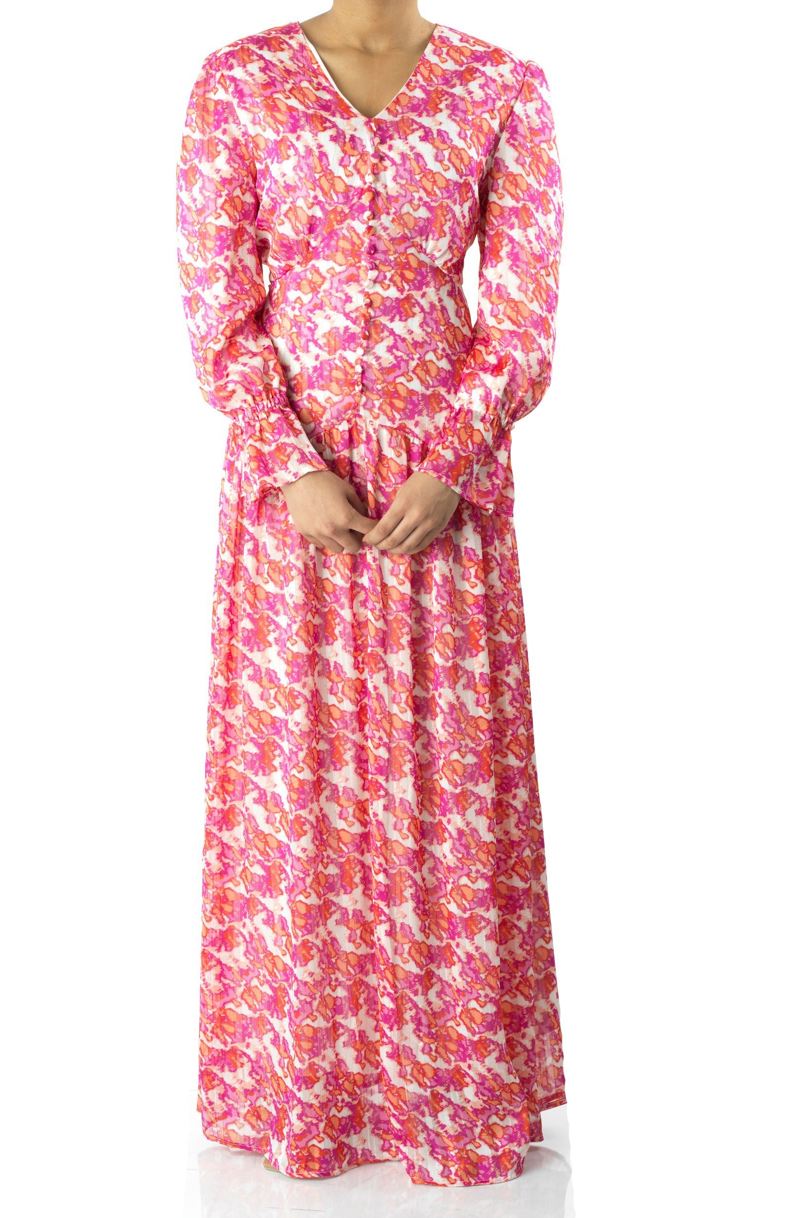 Pretty in Pink print maxi dress Kabayare