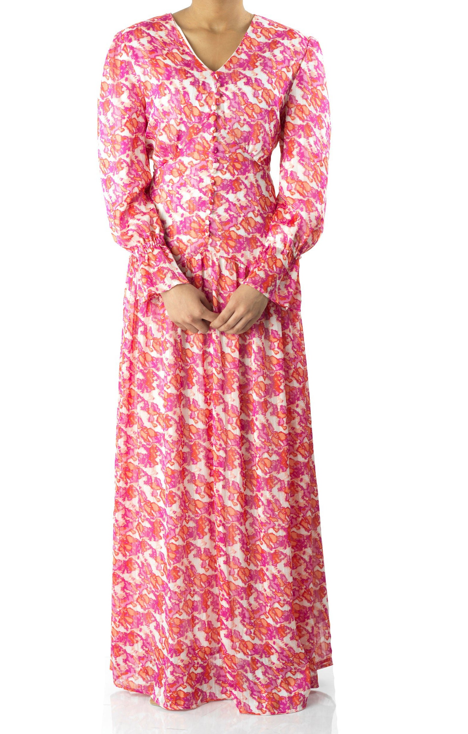 Pretty in Pink print maxi dress Kabayare