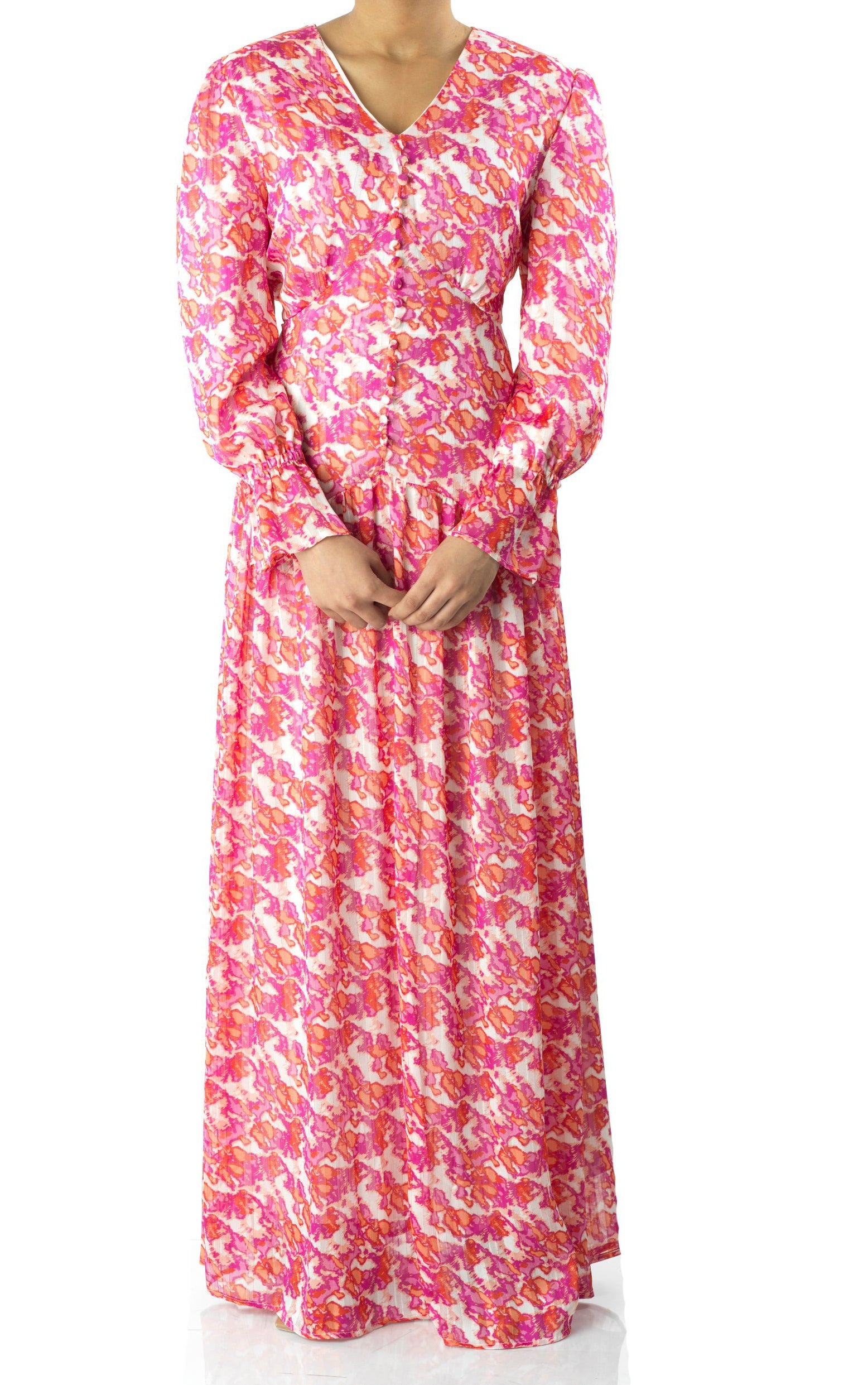 Pretty in Pink print maxi dress Kabayare