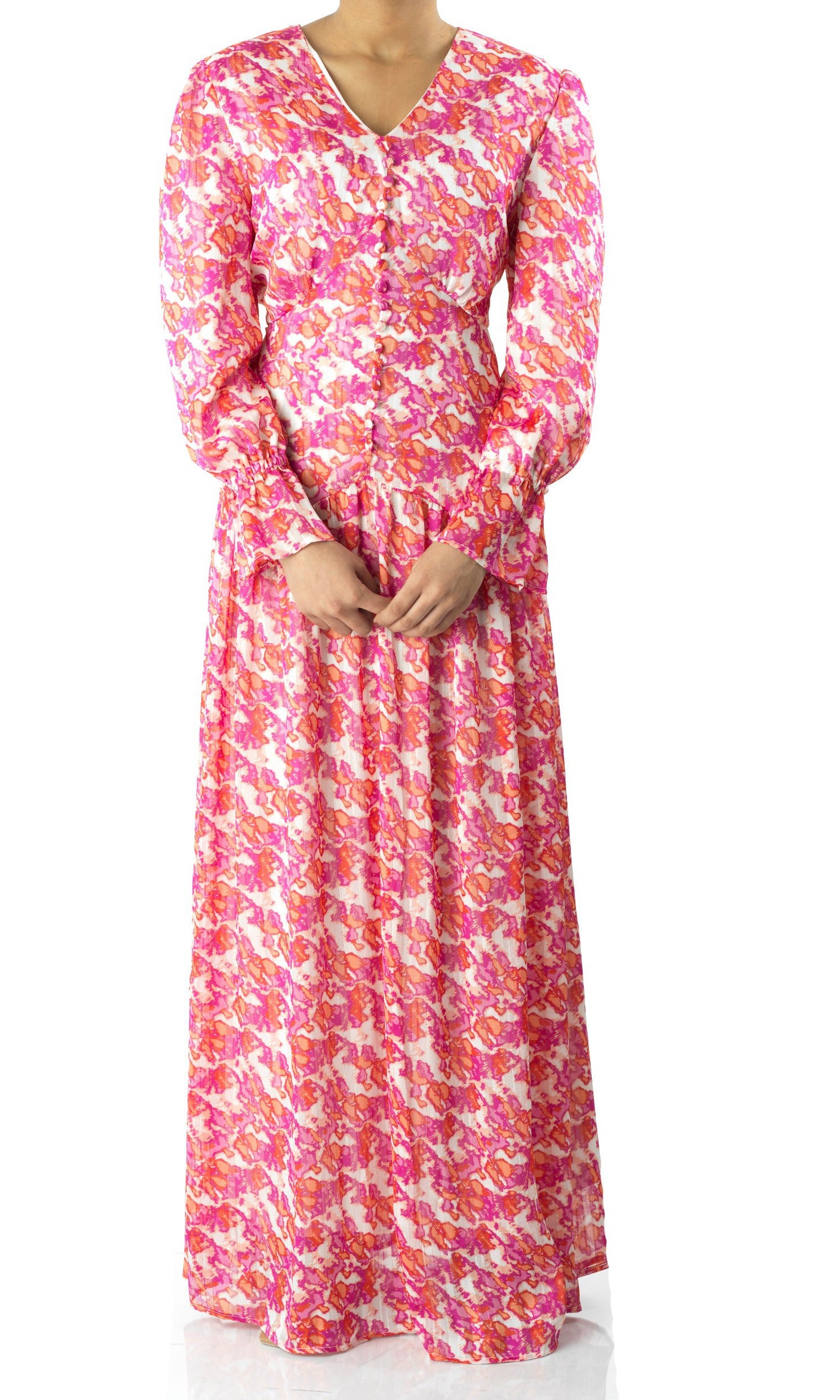 Pretty in Pink print maxi dress Kabayare